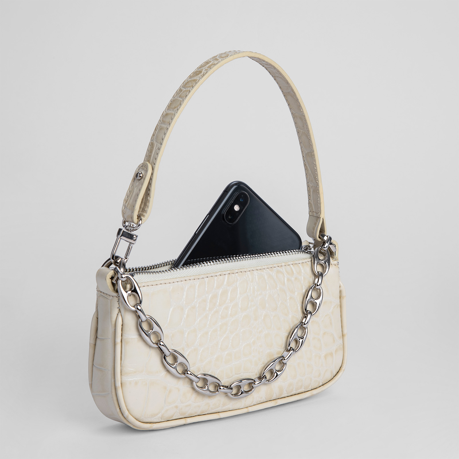 BY FAR Women s Mini Rachel Croco Bag Cream Coggles