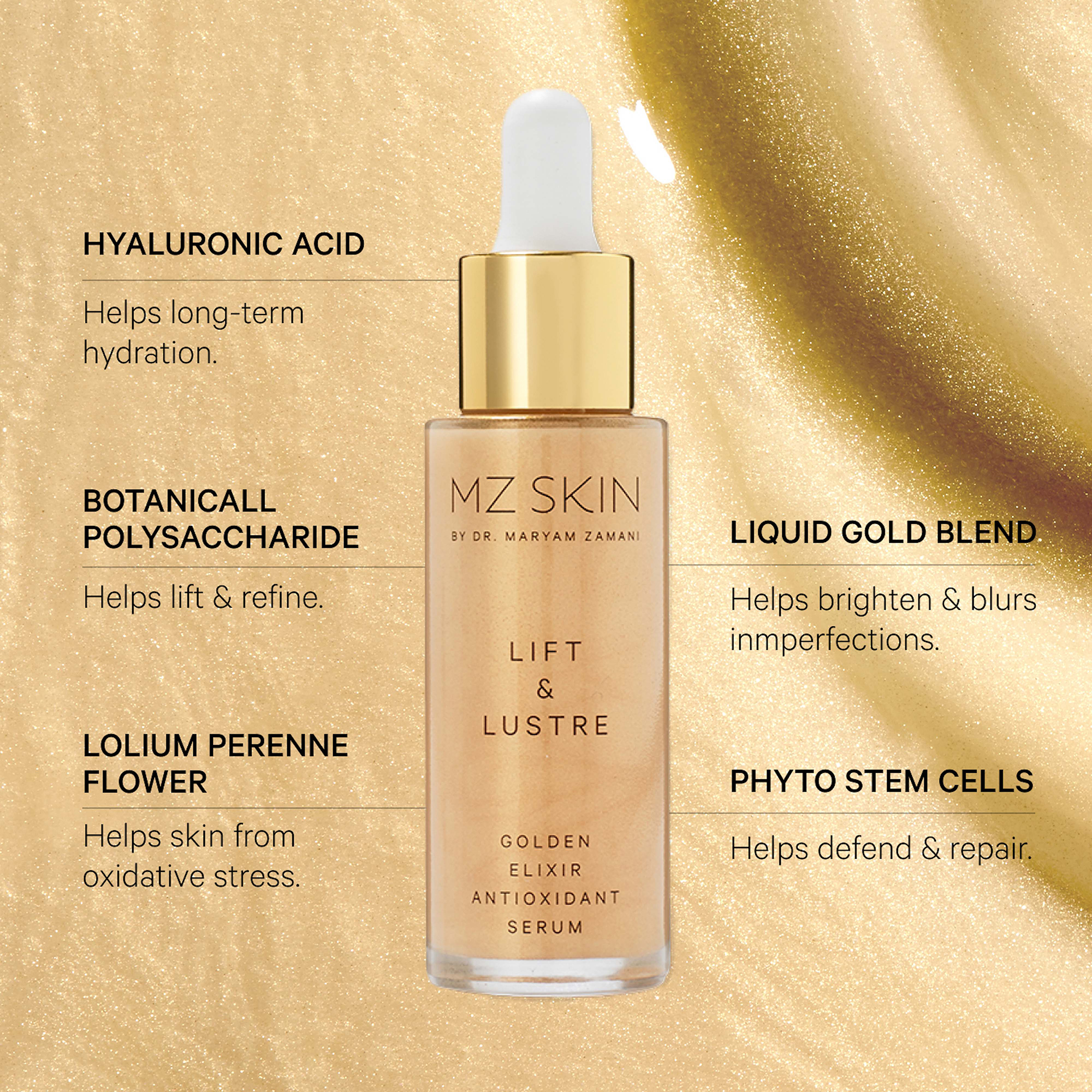 MZ Skin Lift & Lustre Golden Elixir Antioxidant Serum