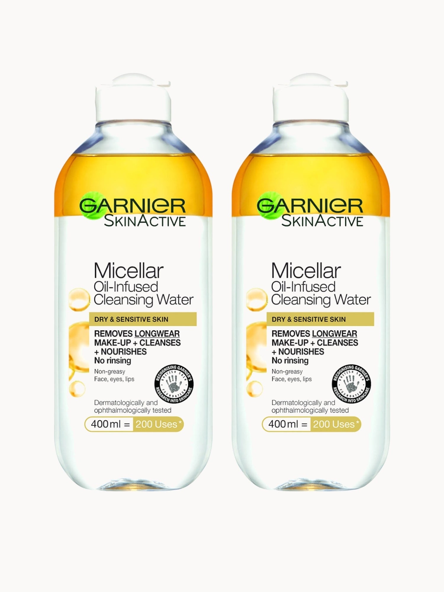 Garnier Micellar Water Oil Infused Facial Cleanser 400ml Duo Pack