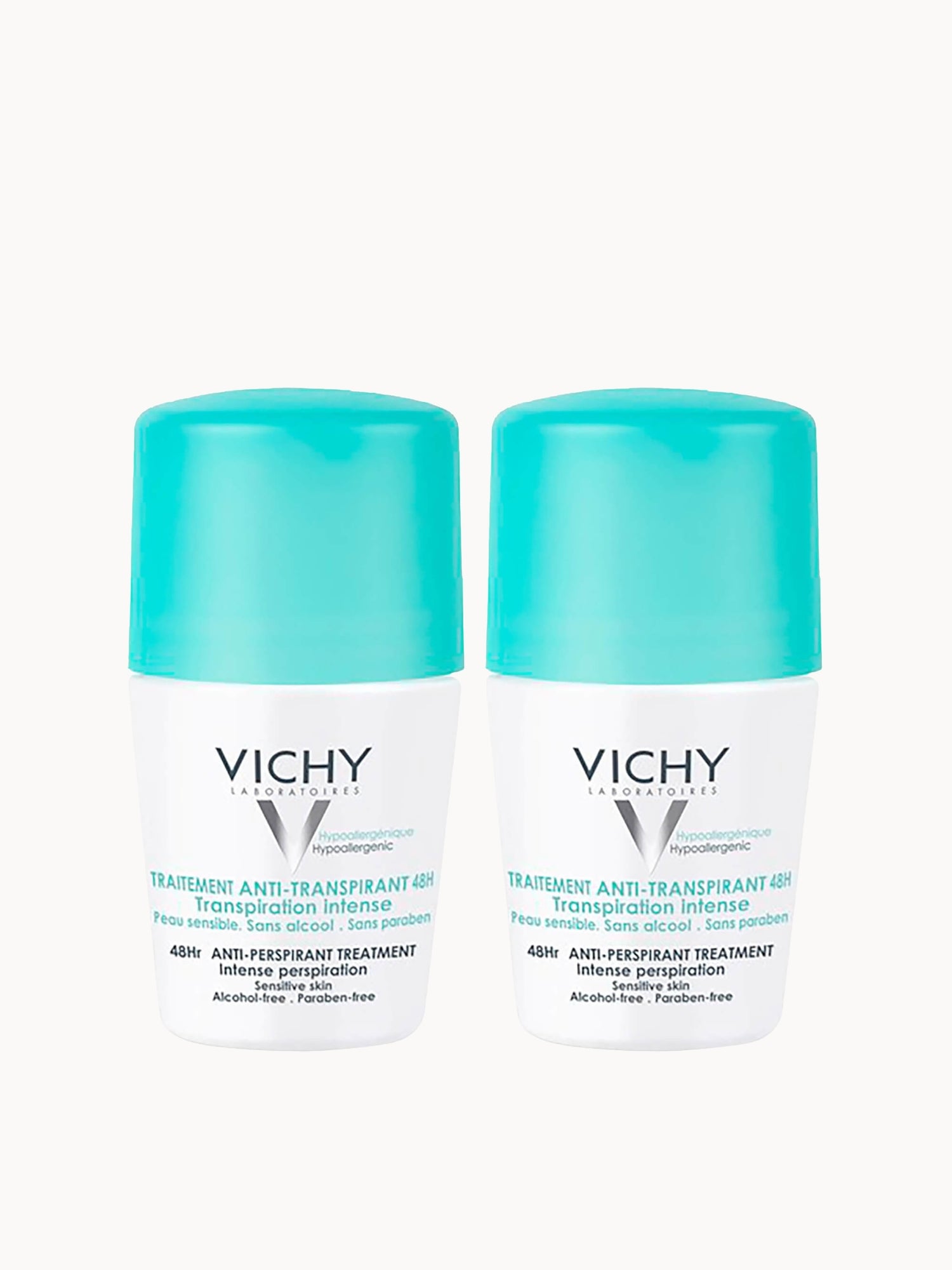 Vichy 48 Hour Intensive Antiperspirant Roll-on Deodorant for Sensitive Skin Bundle 2 x 50ml