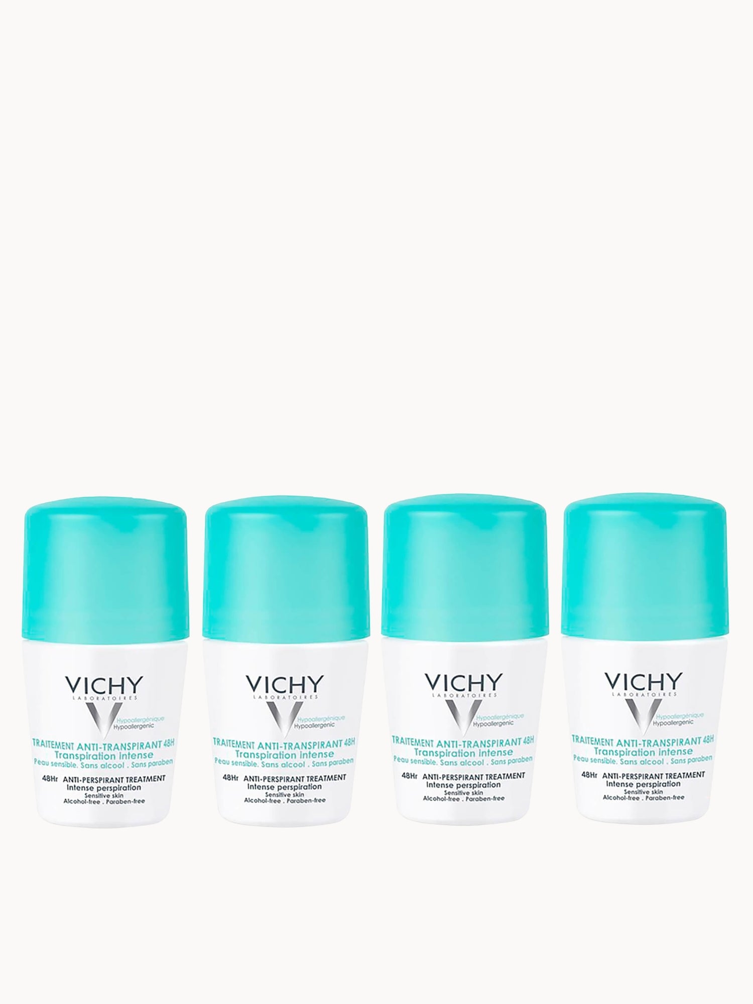 VICHY 48 Hour Intensive Anti-Perspirant Roll-on Deodorant Set for Sensitive Skin 4 x 50ml