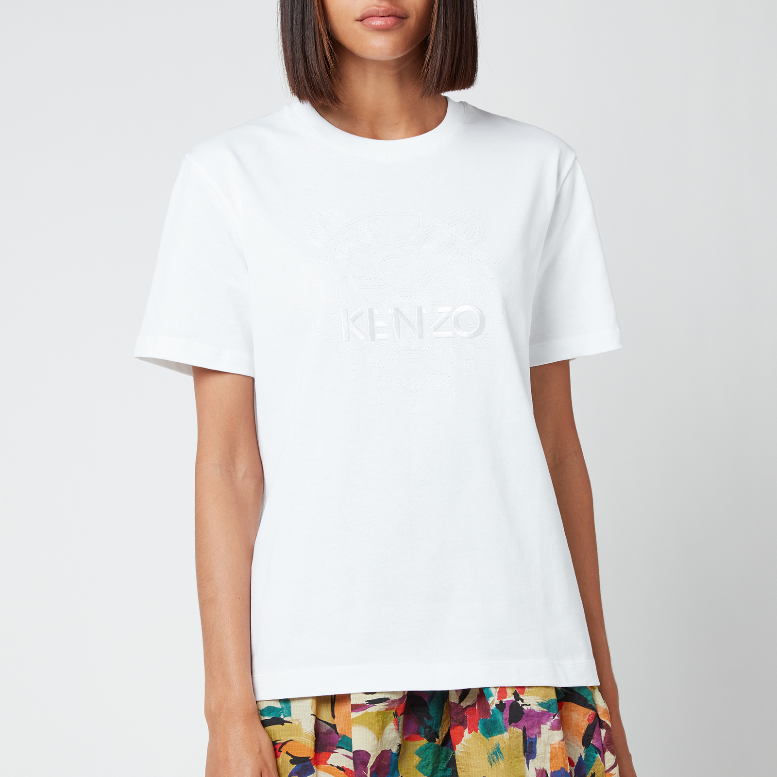 KENZO Women's Loose T-Shirt Embossed Tiger - White - XS