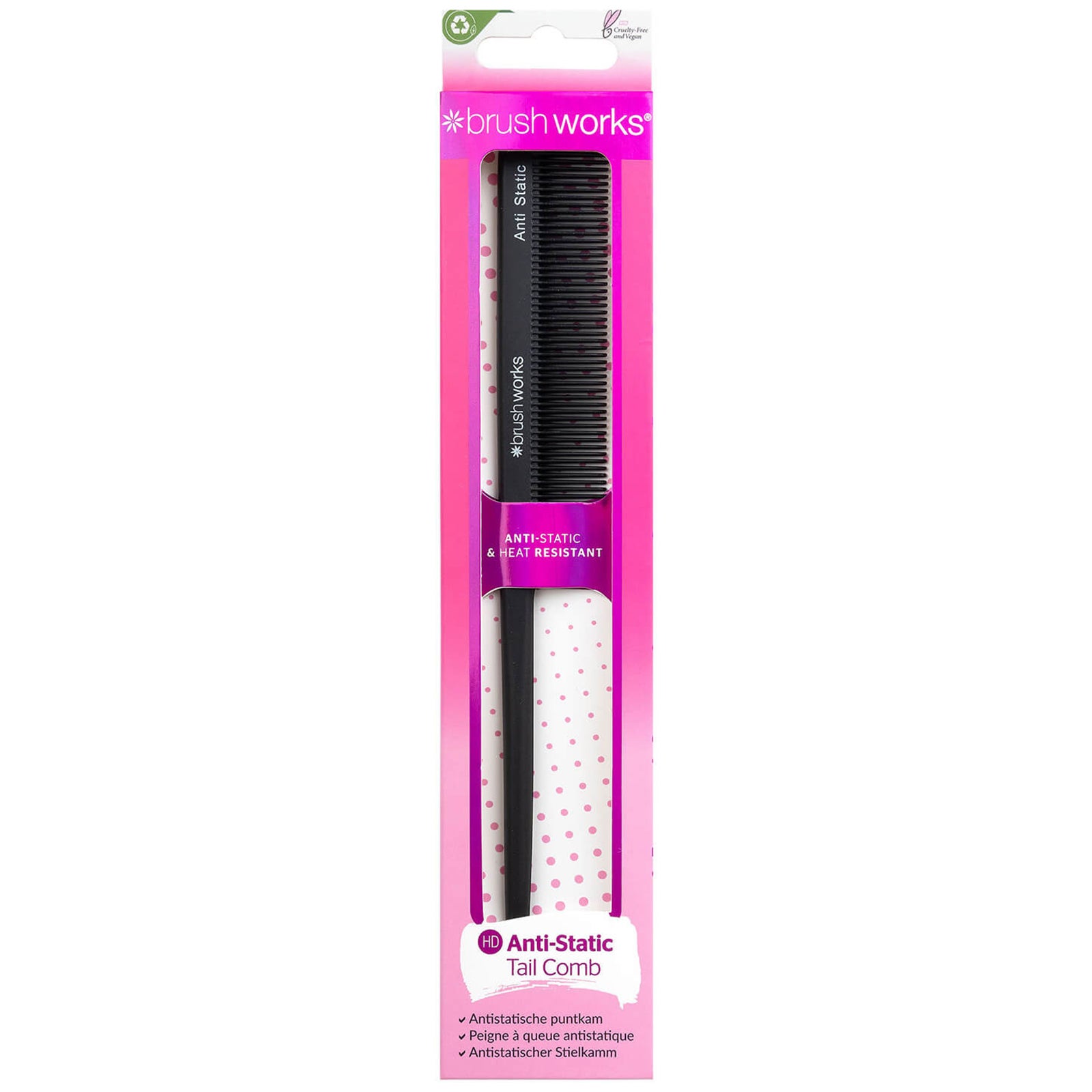 Brushworks Antistatischer Tail Kamm – Feiner Kamm Für Präzises Styling, Backcombing & Festes Frisieren