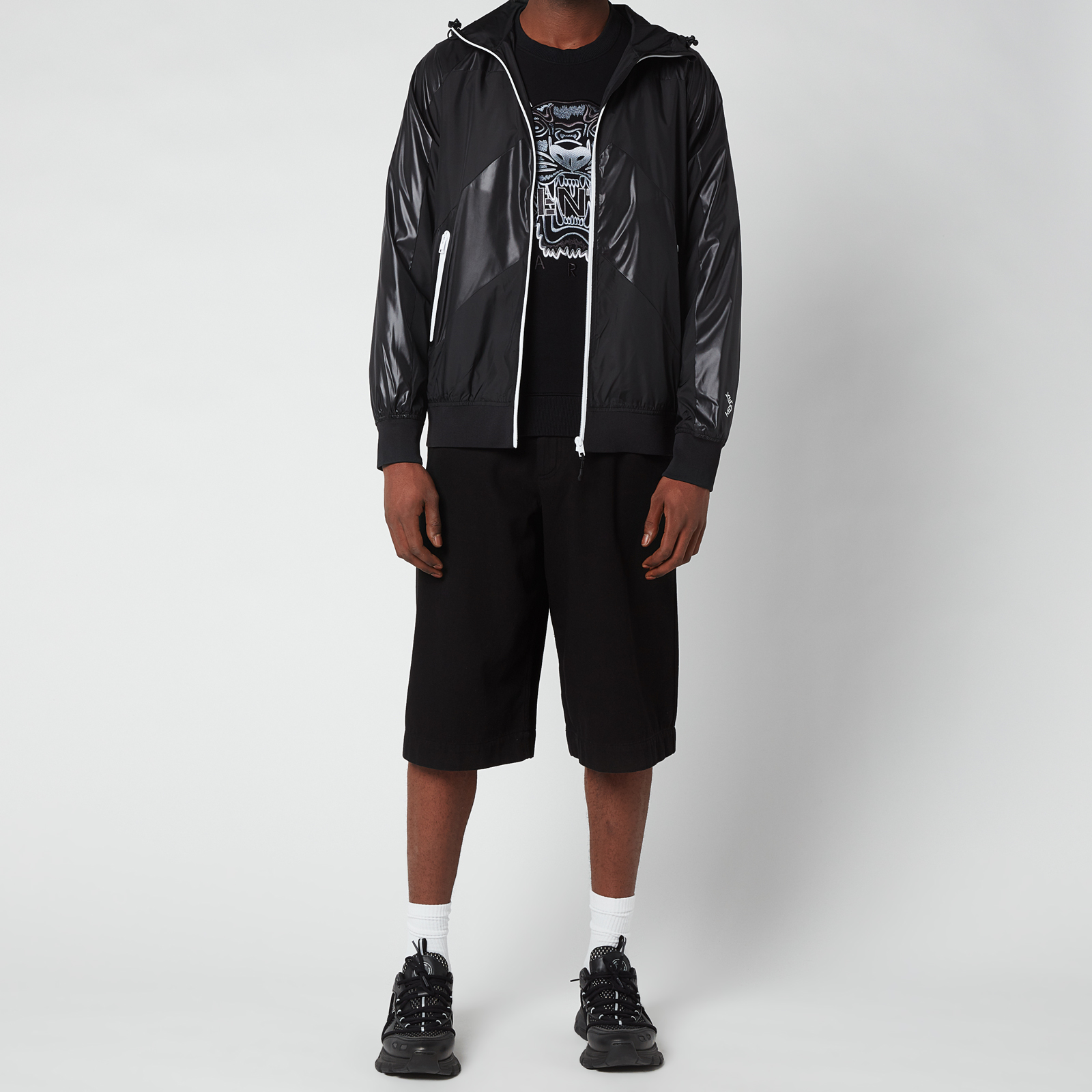 KENZO Men's Sport Zip Through Hooded Windbreaker - Black