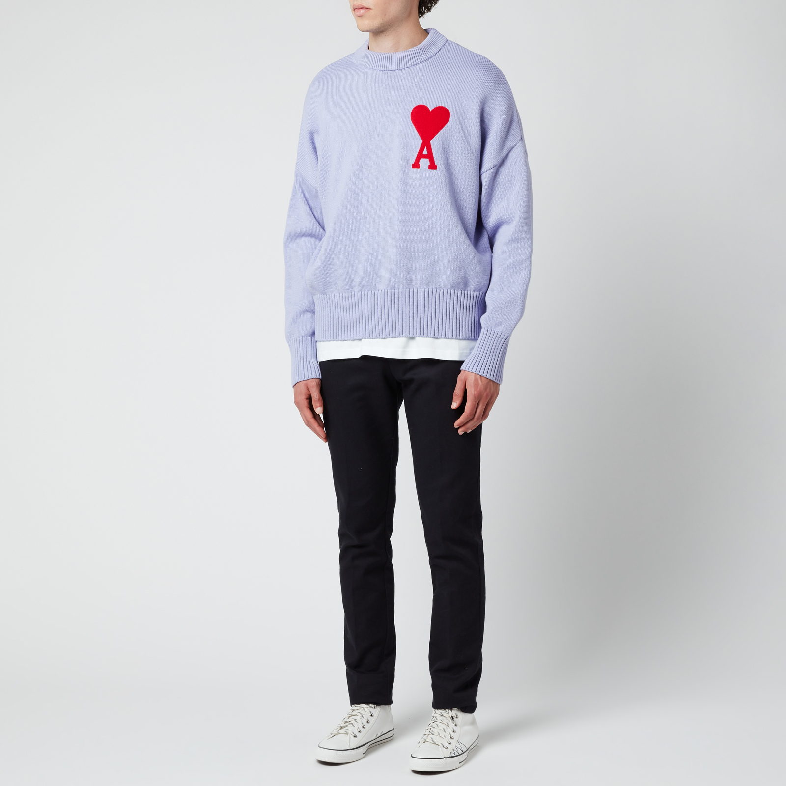 AMI Men's Oversize De Coeur Jumper - Lilac - XS | Coggles AMI Men's Oversize De Coeur Jumper - Lilac - XS | Coggles