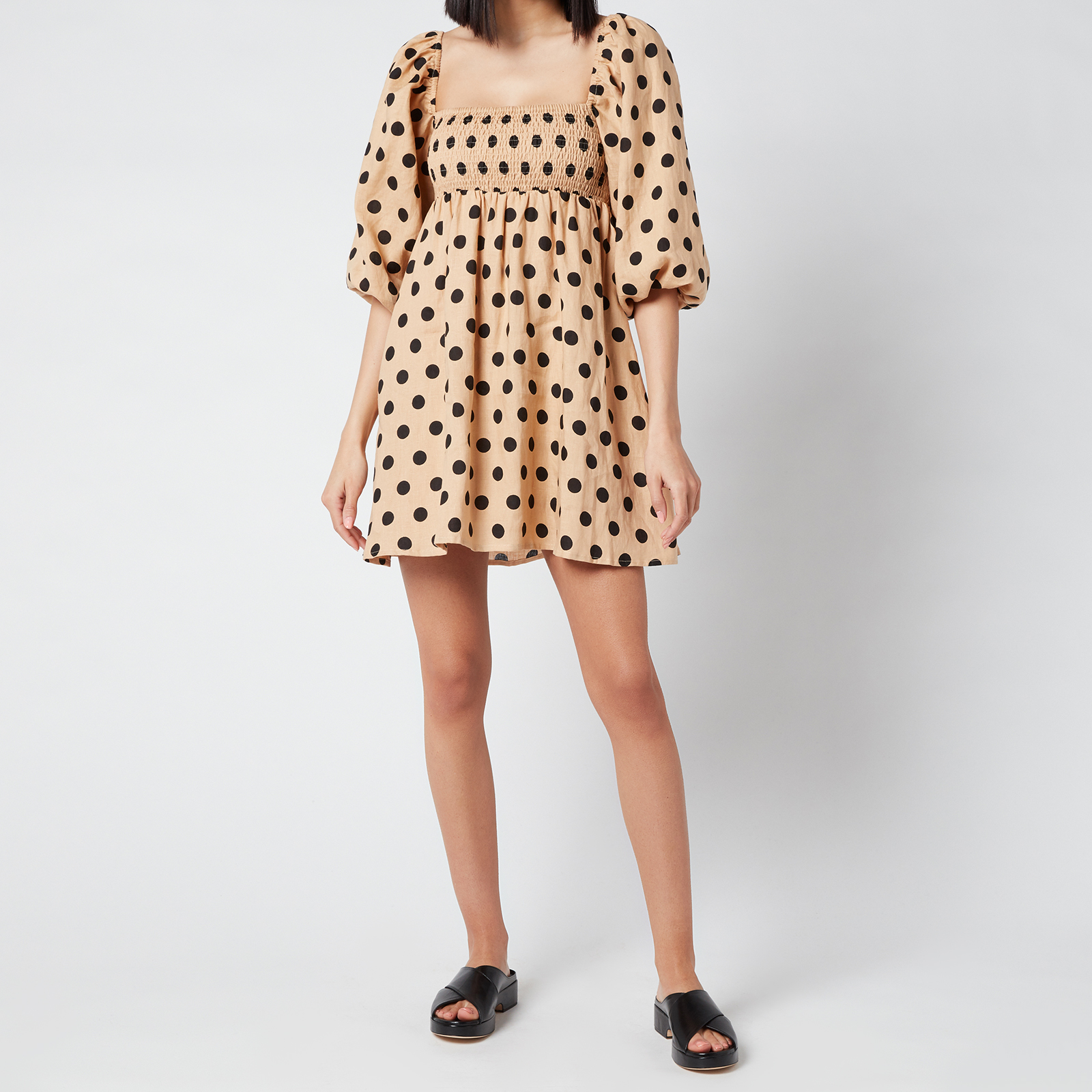 FAITHFULL outlet THE BRAND Massima Midi Dress - Biscuit Emelda Dot