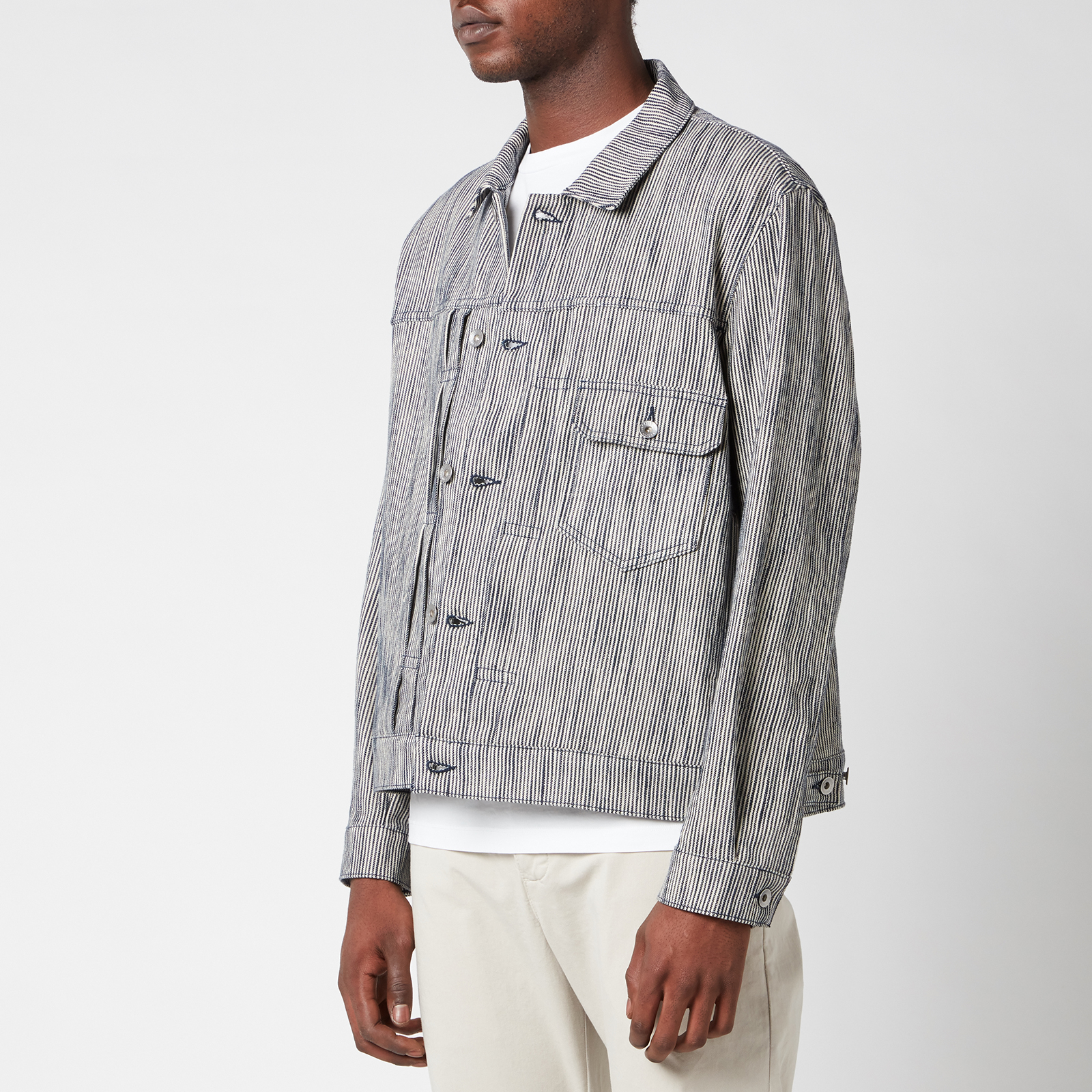 Ymc Men's Mk1 Broken Hickory Stripe Jacket - Navy 