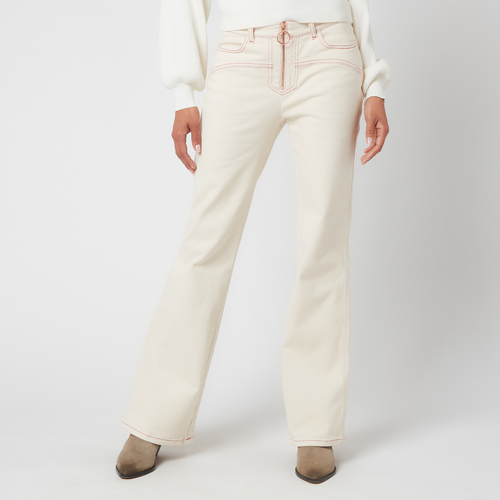 See by Chloé Women's Topstitched White Denim - Buttercream See by Chloé Women's Topstitched White Denim - Buttercream
