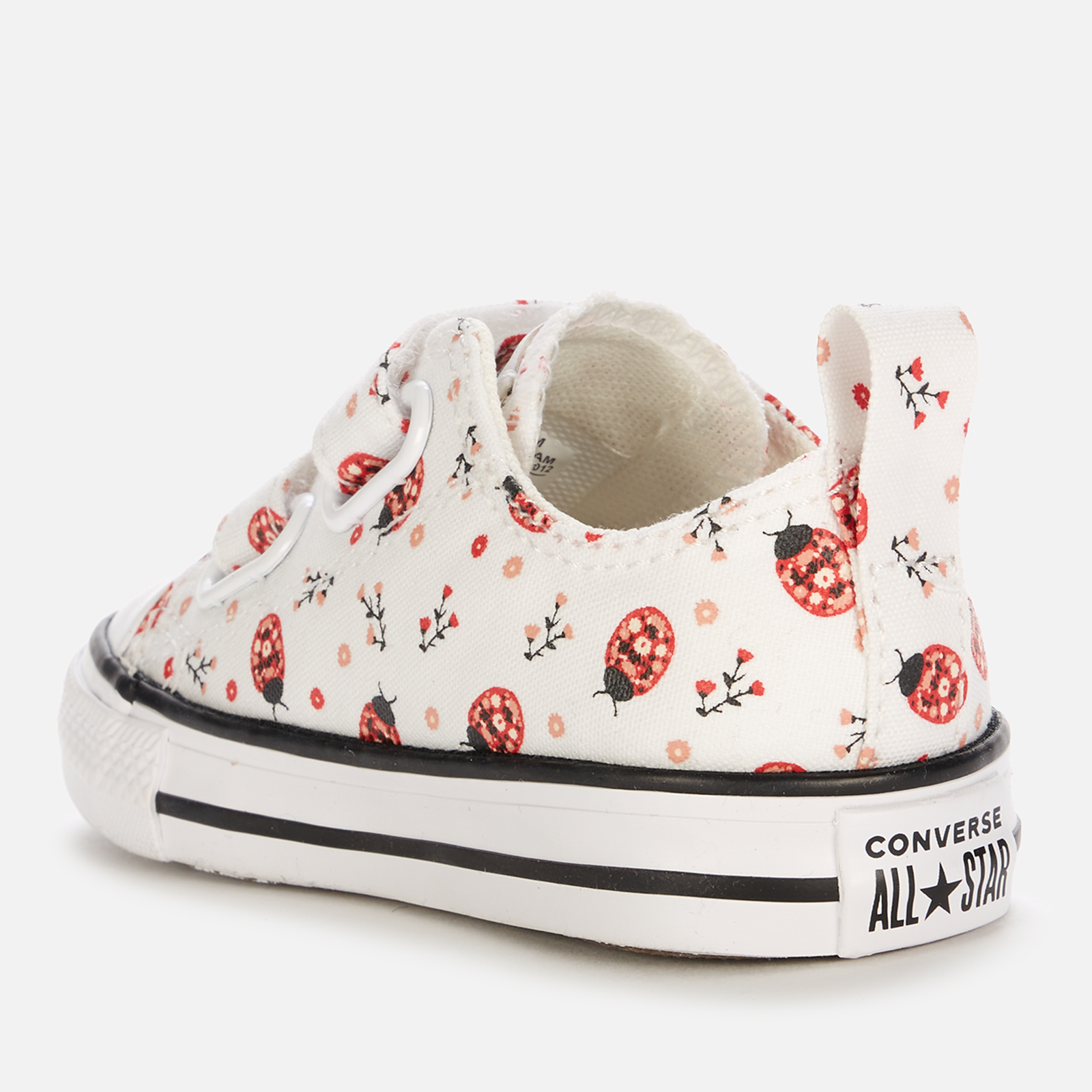 Converse Toddlers Chuck Taylor All Star Ladybird Velcro Ox Trainers White Red Black UK 4 Toddler Allsole