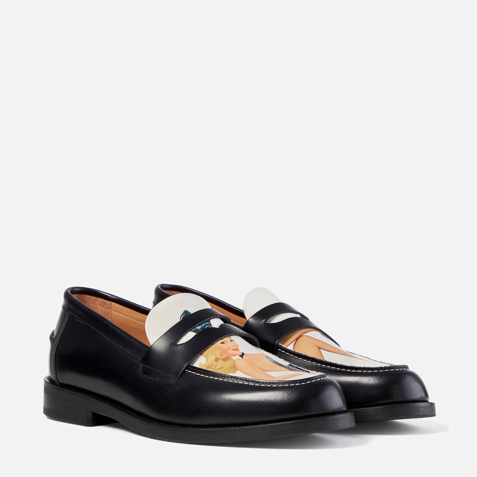 Duke + Dexter X Playboy Men's Wilde Vintage Sketch Penny Loafers - Black |  Allsole