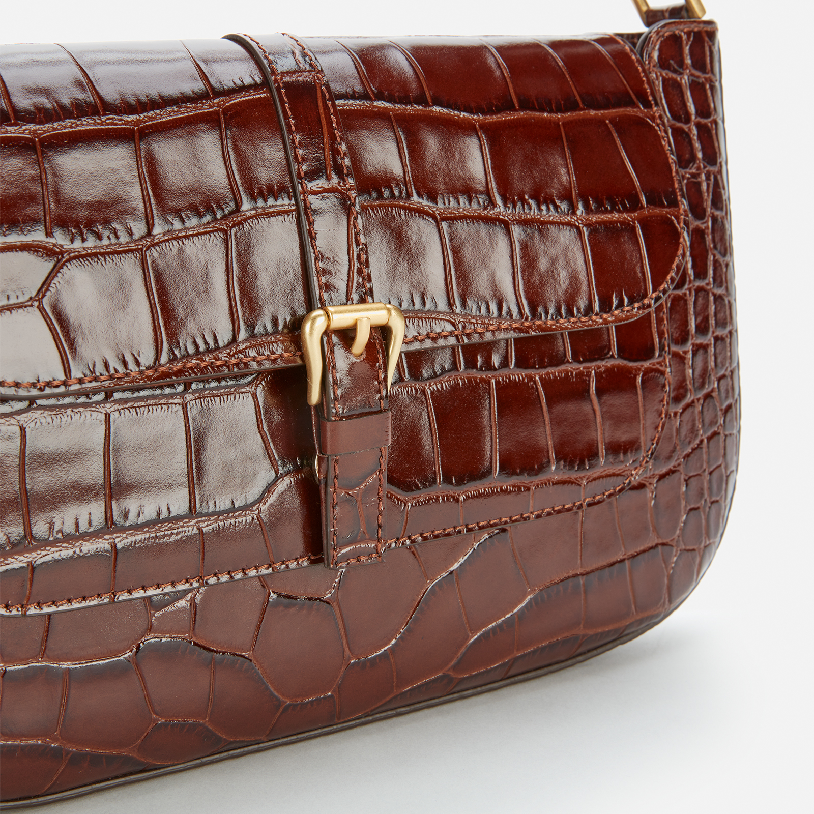 BY FAR Women's Miranda Croco Shoulder Bag - Nutella | Coggles BY FAR Women's Miranda Croco Shoulder Bag - Nutella | Coggles