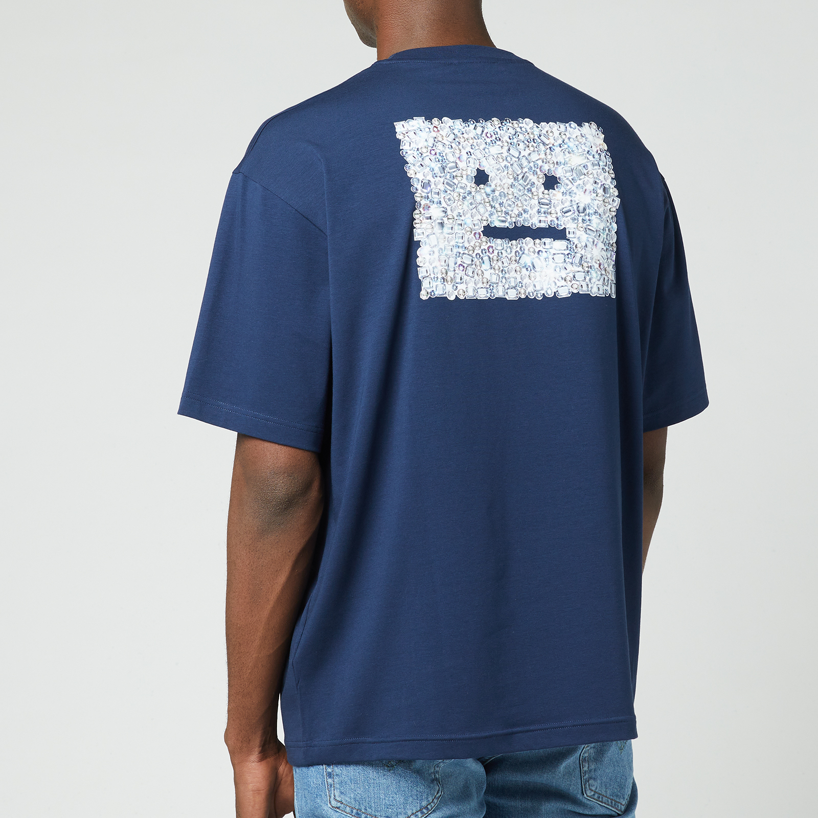Acne Studios Men's Sparkle Face Patch T-Shirt - Navy - S