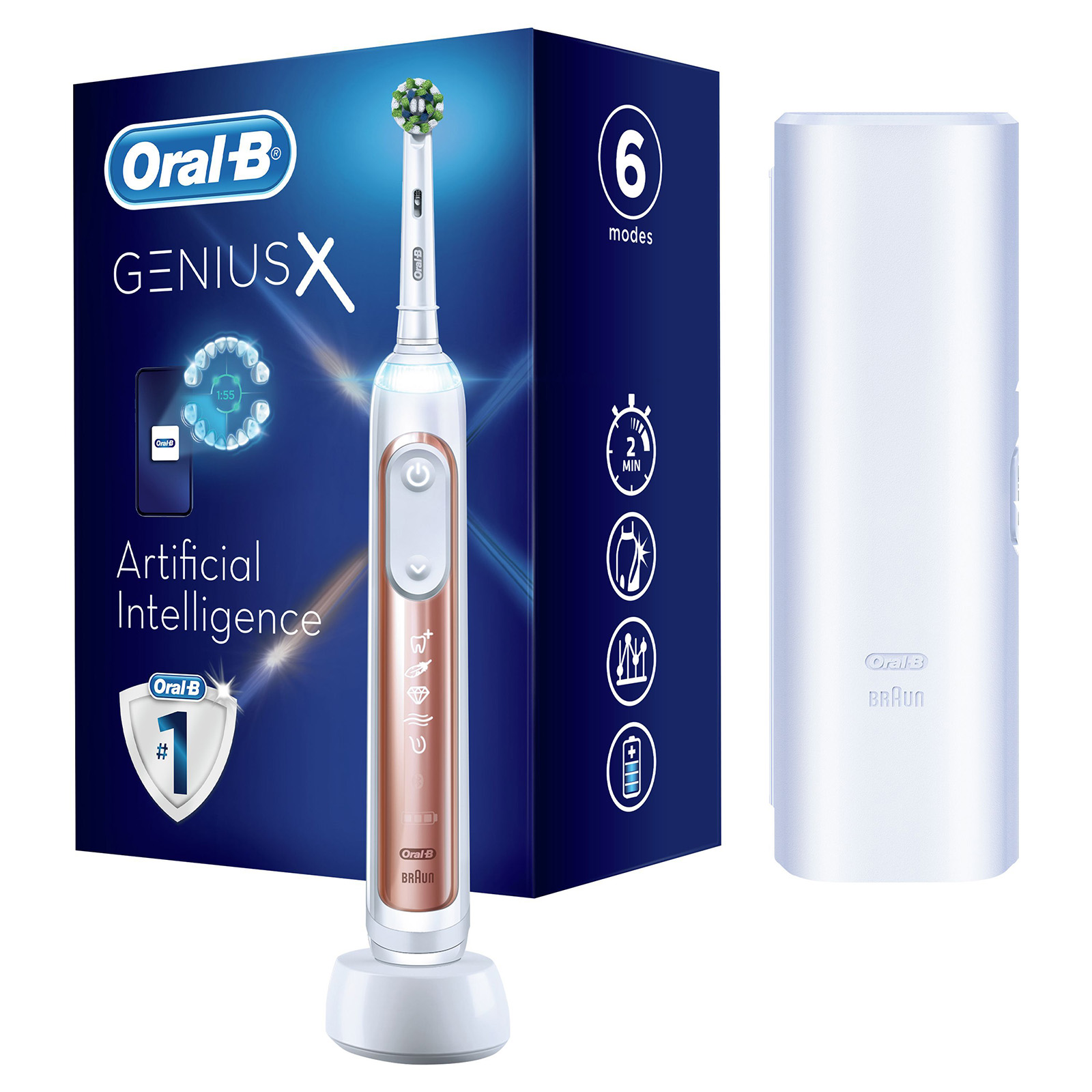 Oral B Genius X Rose Gold Electric Toothbrush Designed by Braun