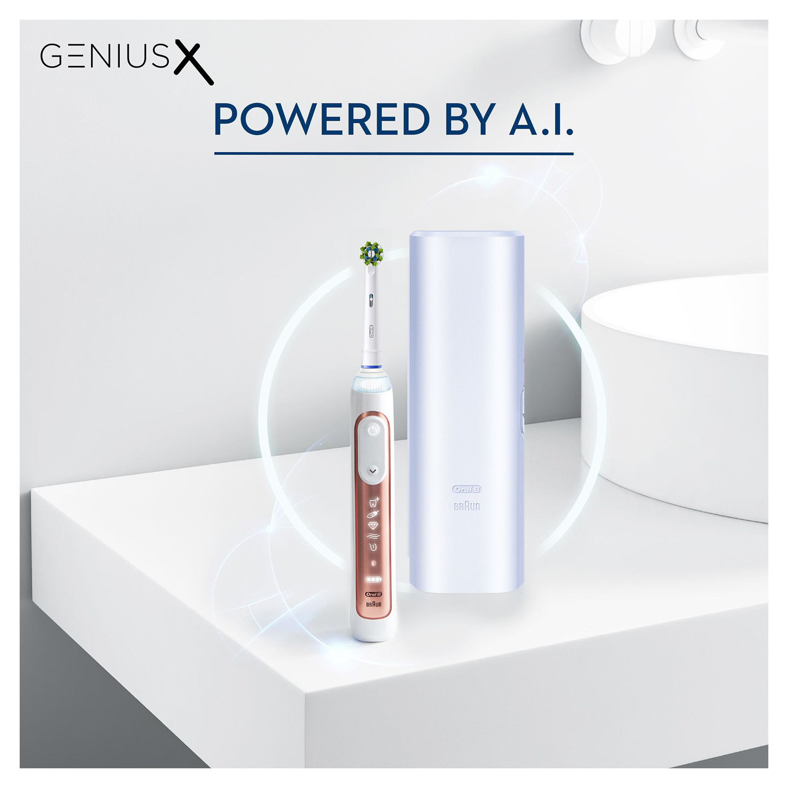 Oral B Genius X Rose Gold Electric Toothbrush Designed by Braun
