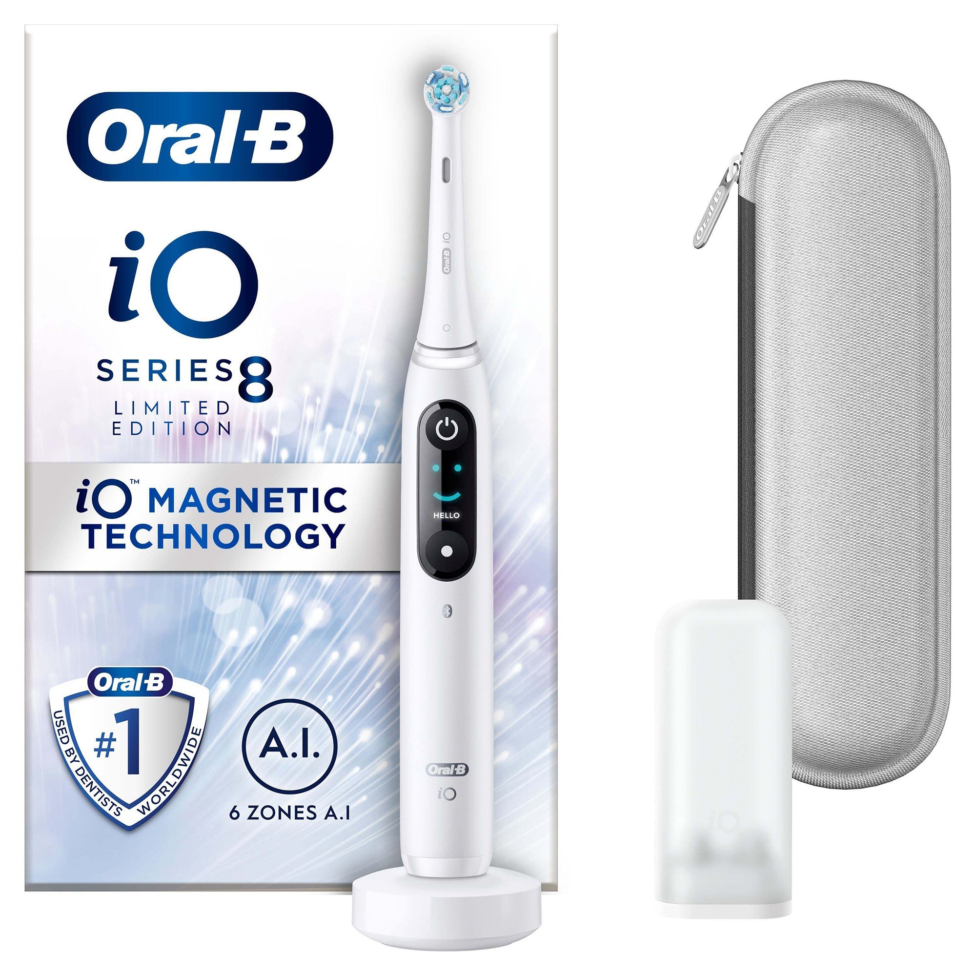 Oral-B iO8 White Electric Toothbrush with Zipper Case | Official