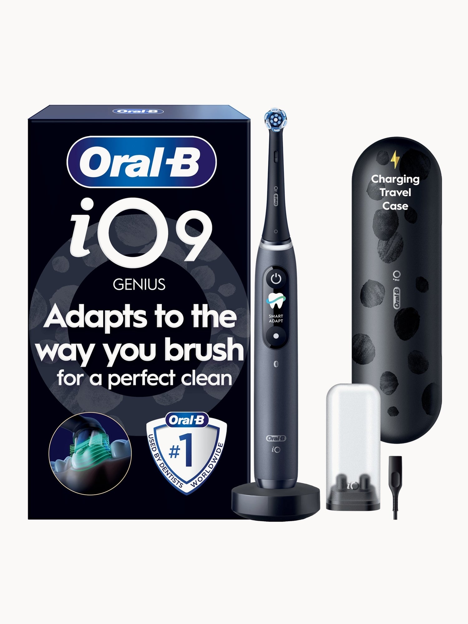 Oral B iO9 Black Onyx Electric Toothbrush with Charging Travel