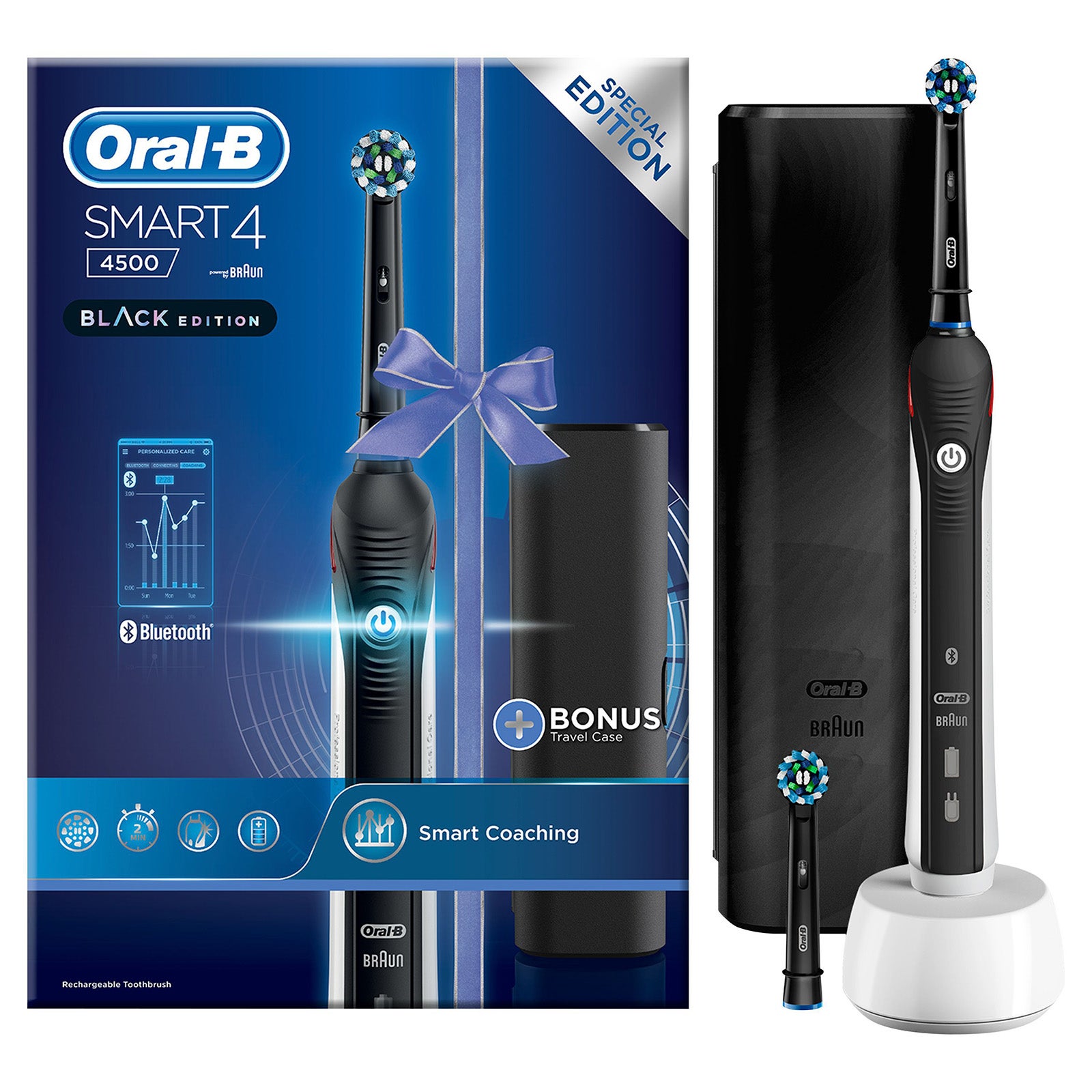 Oral B Smart 4 4500N Black Electric Toothbrush Powered by Braun