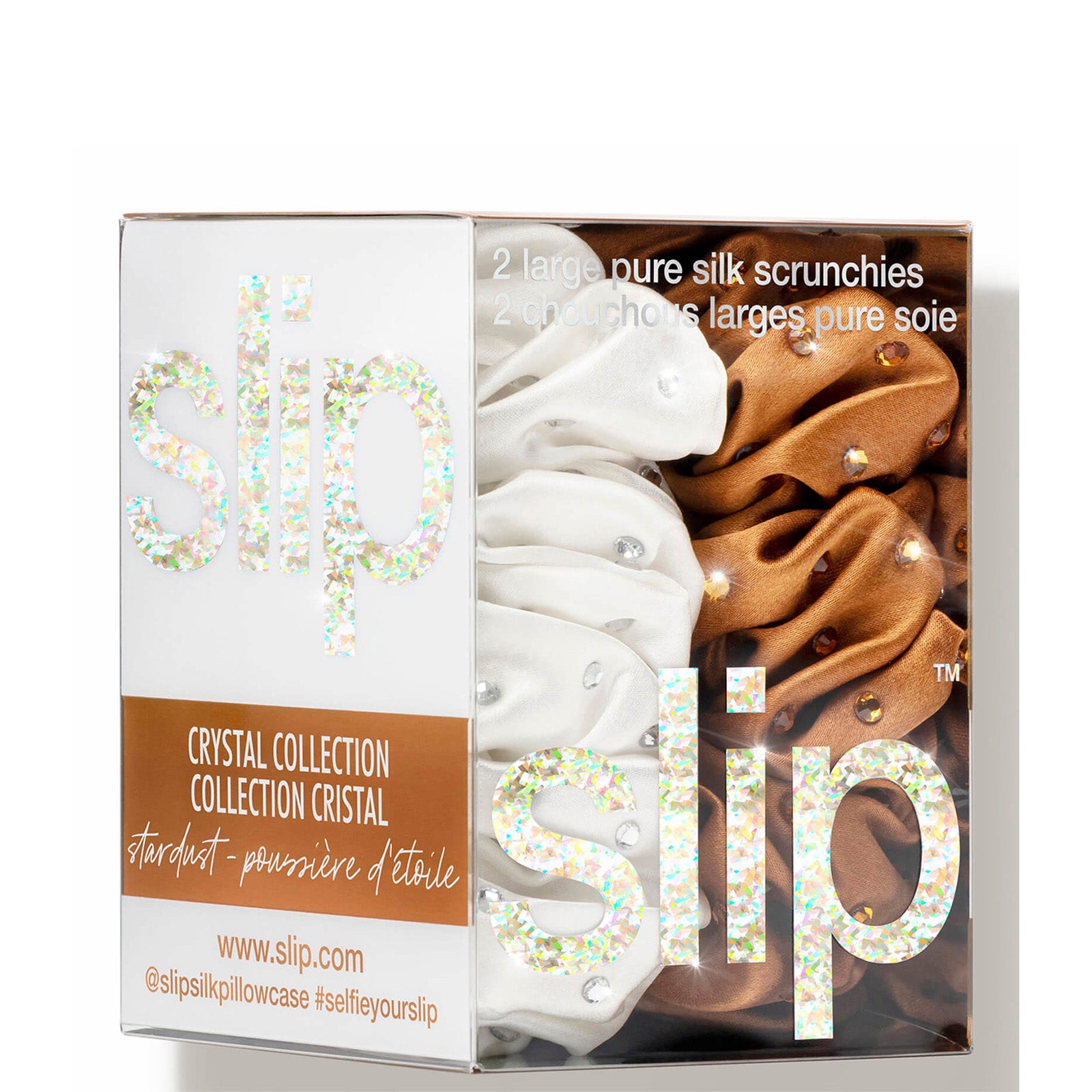 slip Crystal Scrunchie set Stardust 1x White and 1x Bronze  display picture 3