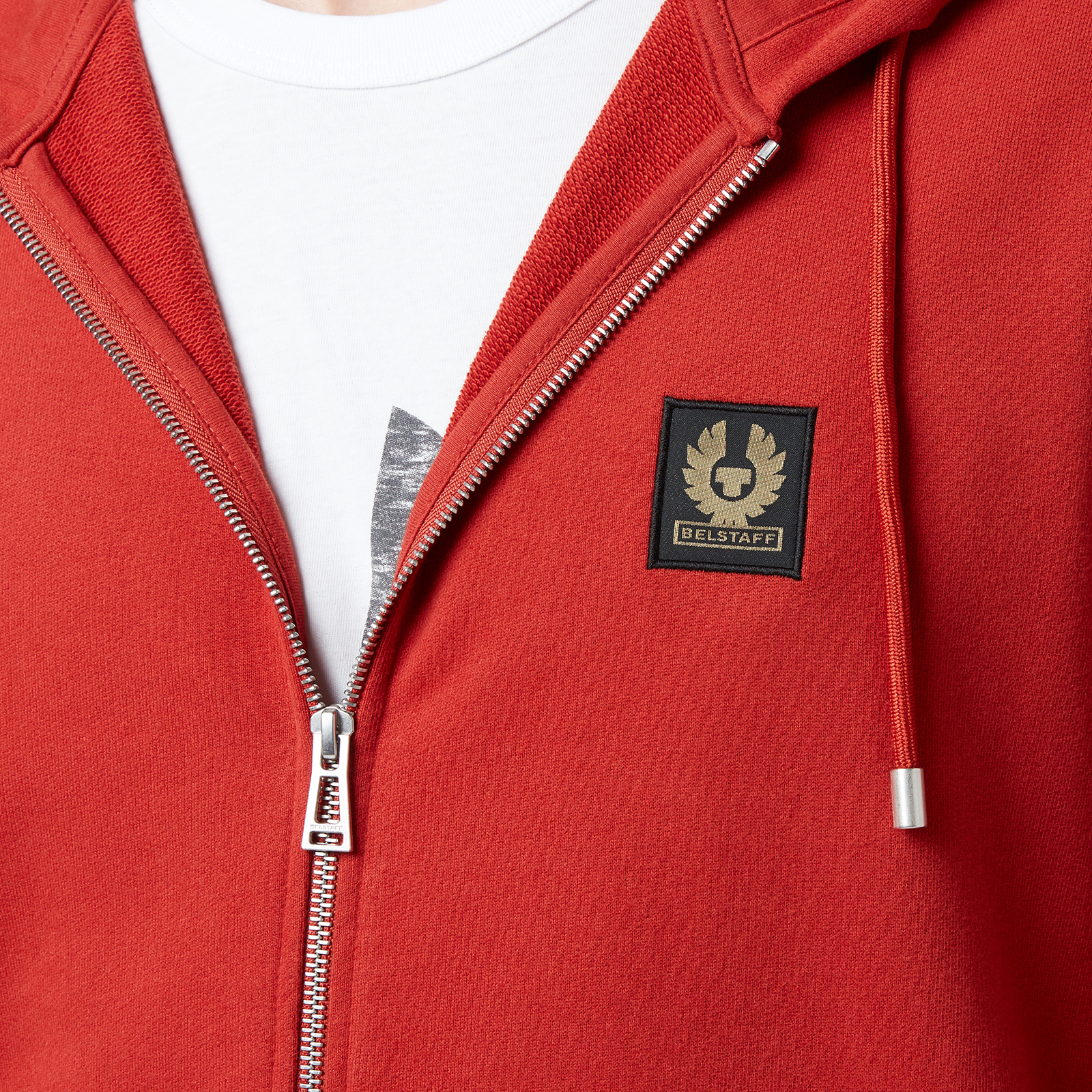 Belstaff Men's Patch Logo Zip-Through Hoodie - Red Ochre - S