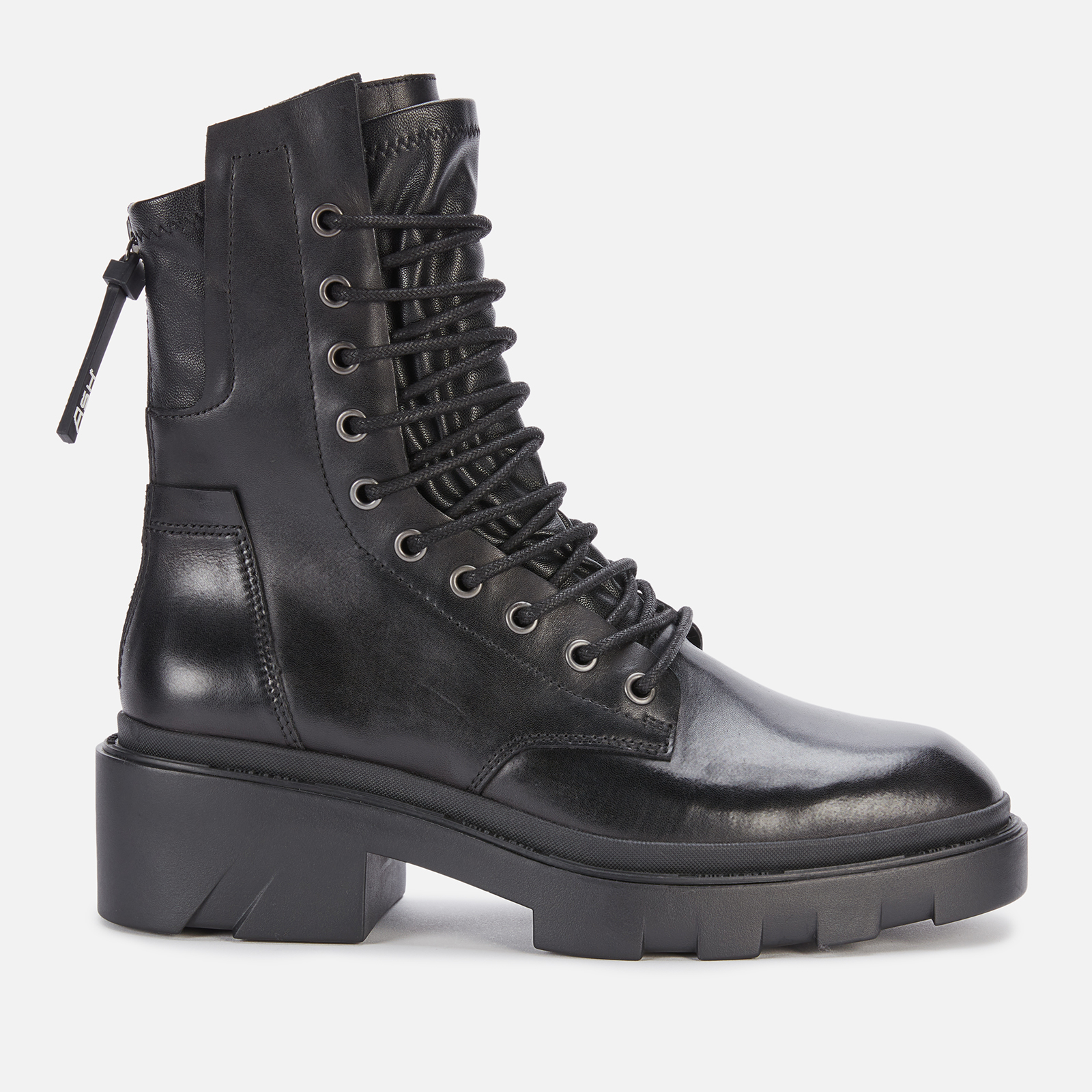 ミドルブーツ ASH Women Boots F24 MARLIN01 BLACK Wefuesd Ladies Fashion Solid Color Leather Round Toe Biker