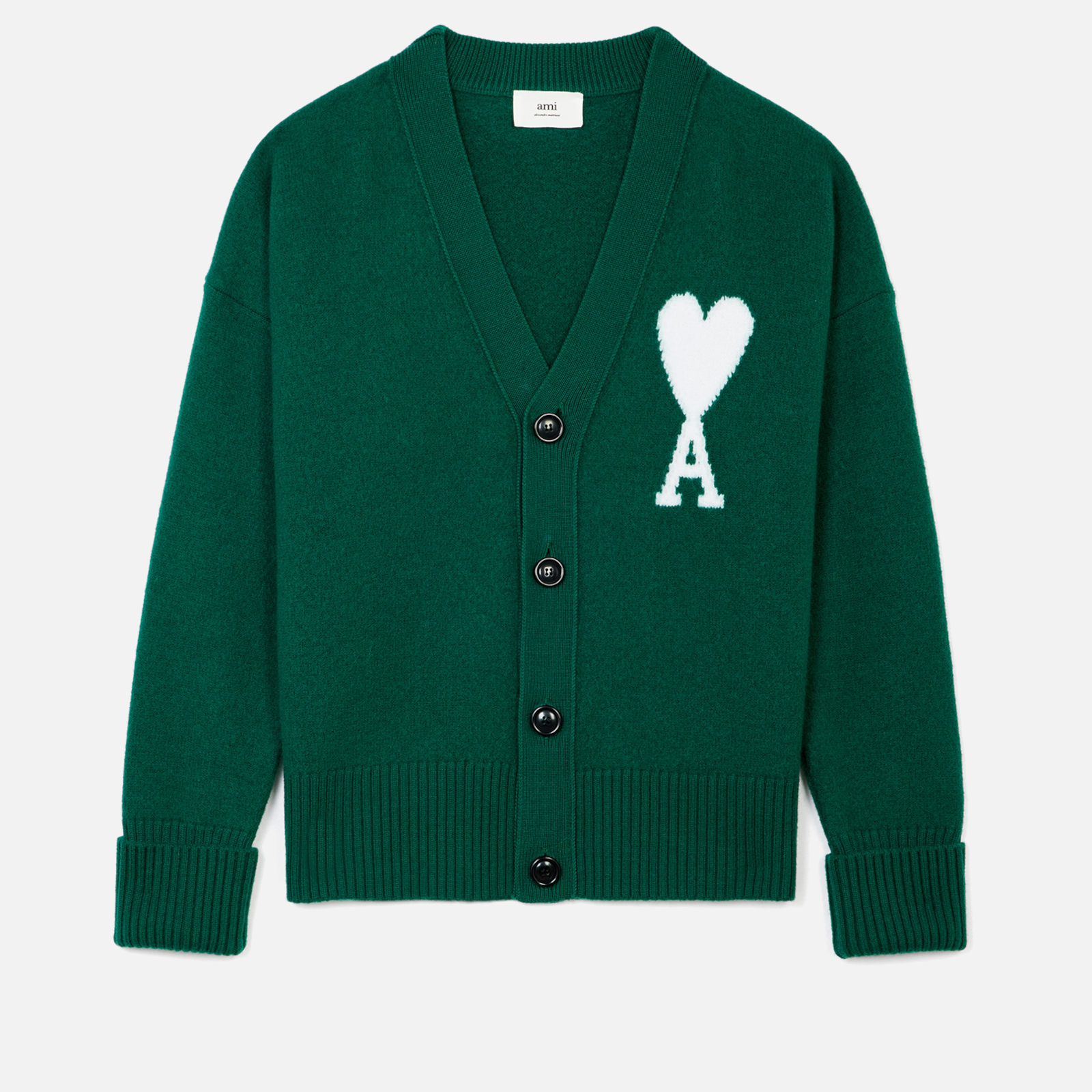 AMI Men's De 2024 Coeur Oversized Cardigan - Green S