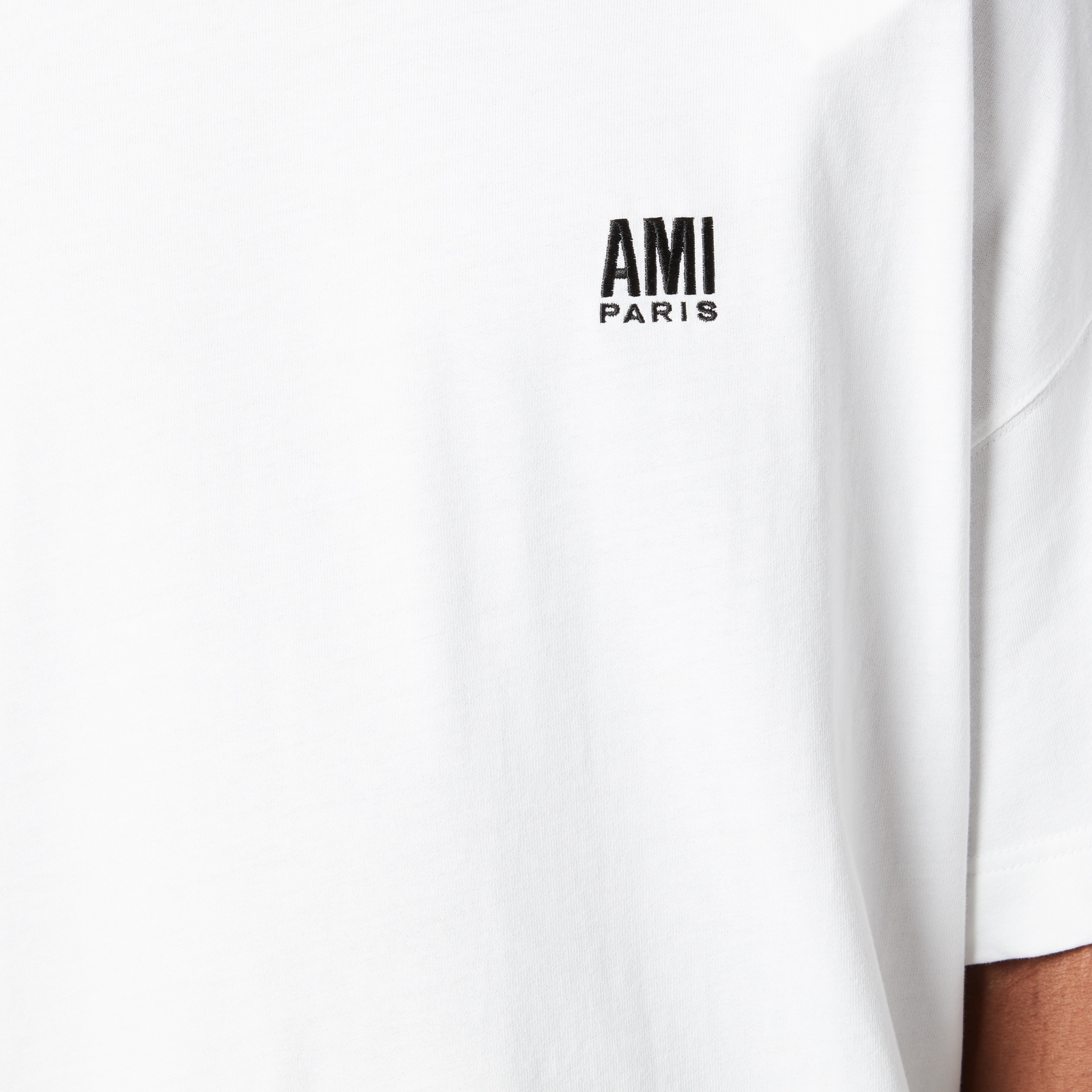 ★AMI PARIS★ Big Logo Man to Man White USW003731100 USW0037 AMI Men's Paris Embroidered Oversized T-Shirt - White - S