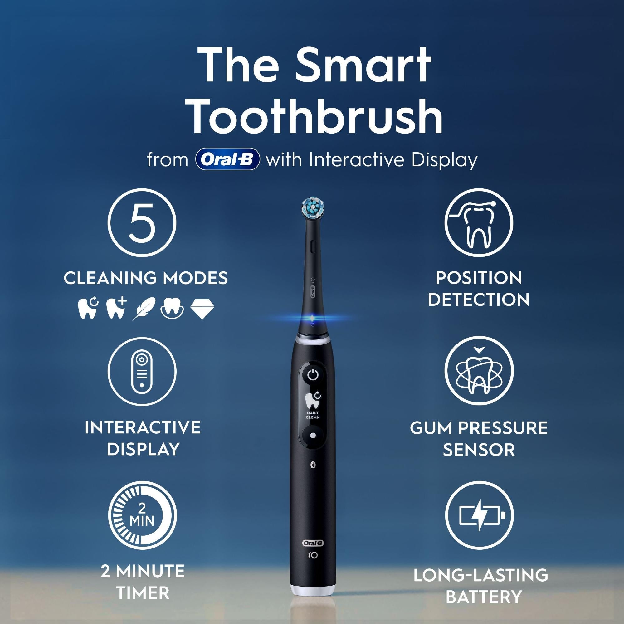 Oral B iO7 Electric Toothbrush Black Onyx with 2ct Extra Refills