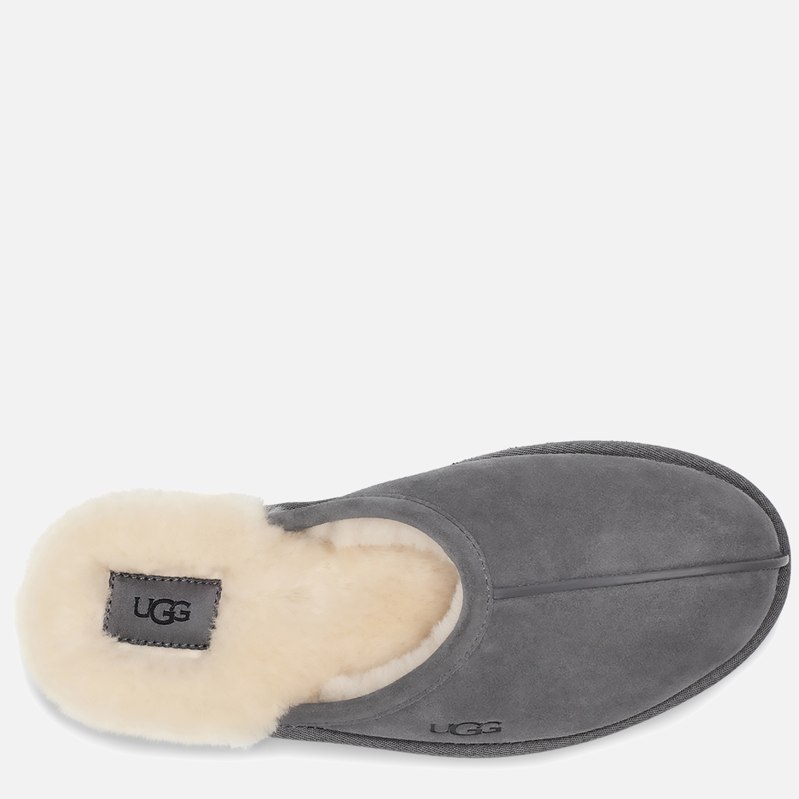 UGG mens scuff slippers grey suede with sold fur inside size 12