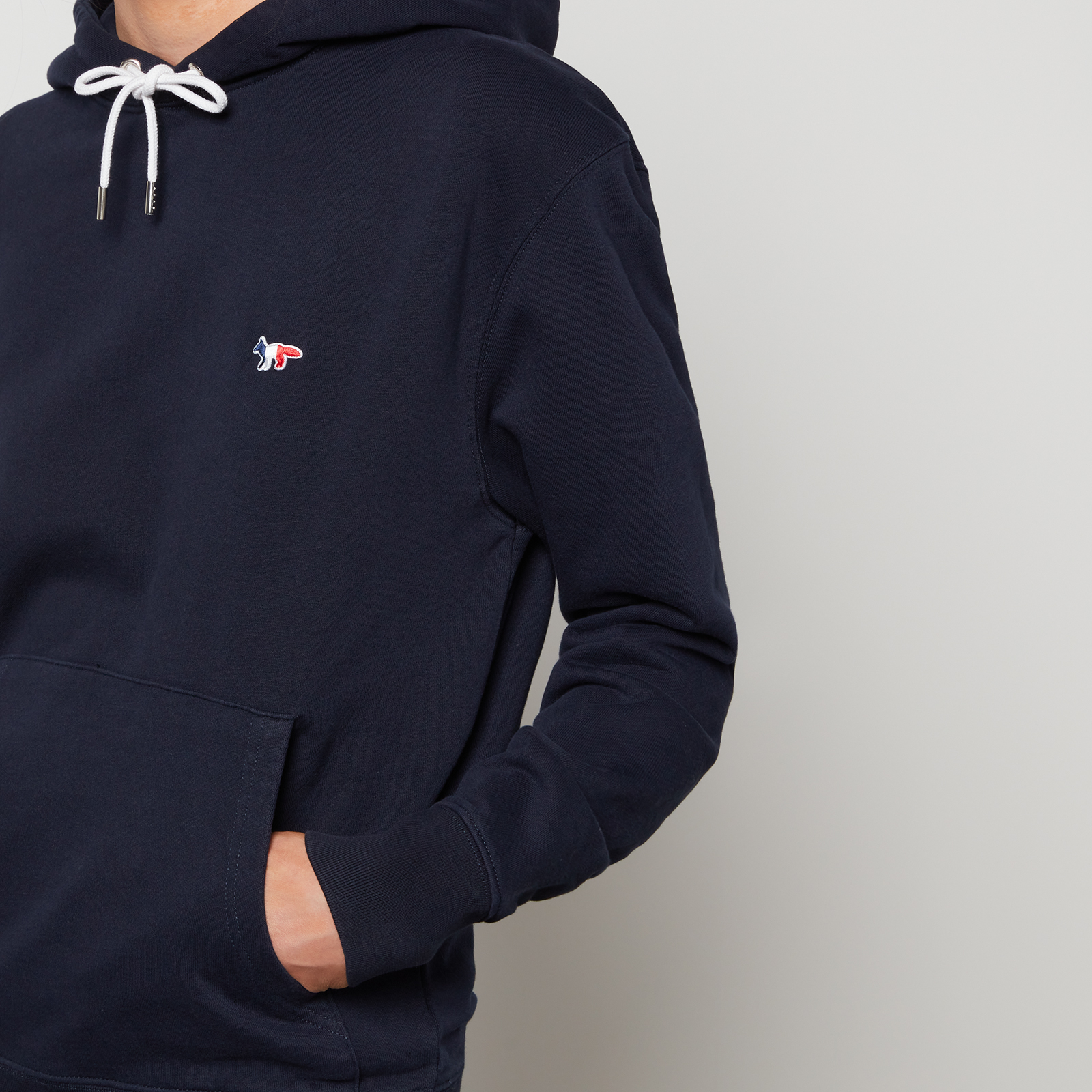 ★【MAISON KITSUNE】★Navy Fox Patch Classic Hoodi.e Black★ Maison Kitsune Grey Fox Head Patch Classic Hoodie Navy