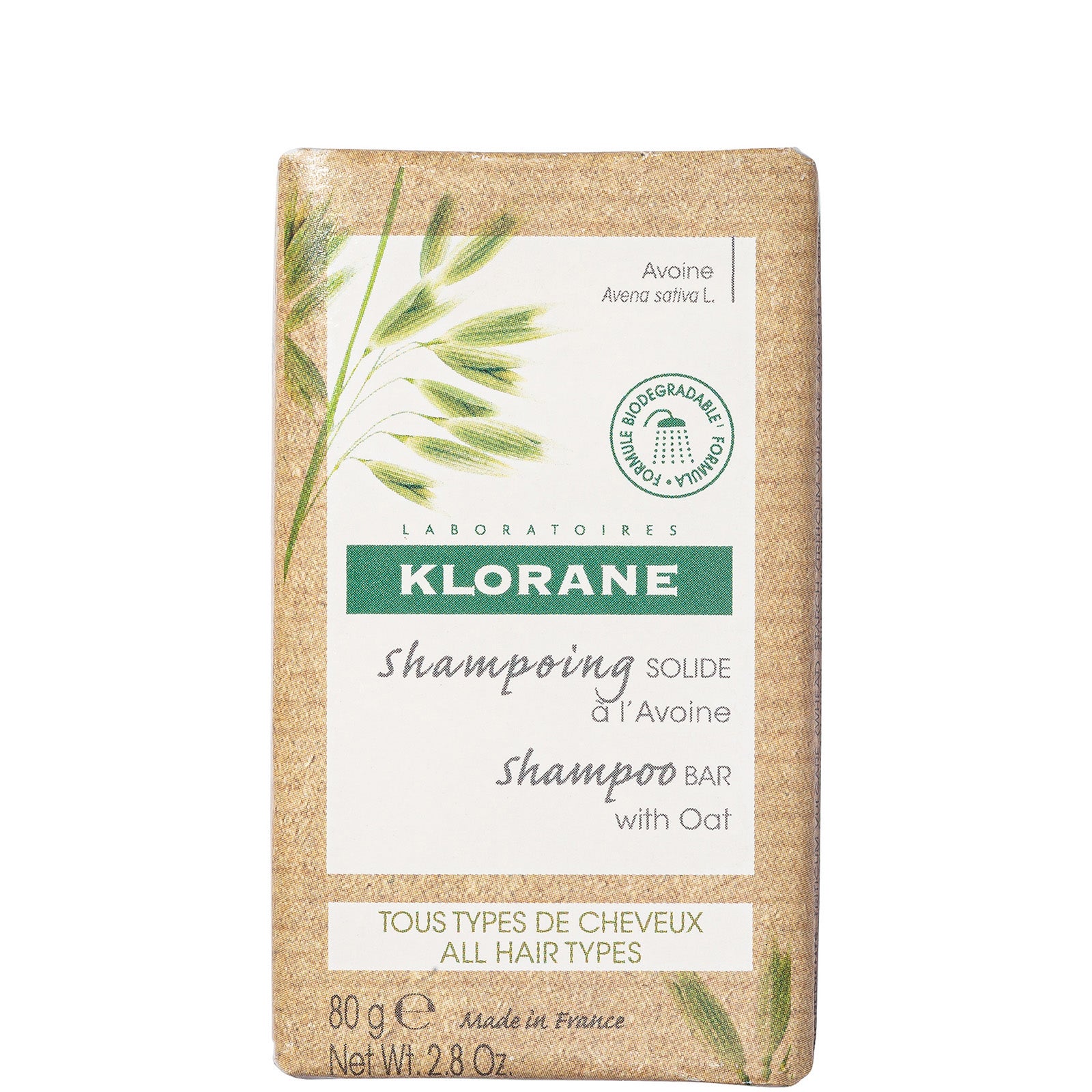 KLORANE Softening Solid Shampoo Bar with Oat Milk for All Hair Types 80g