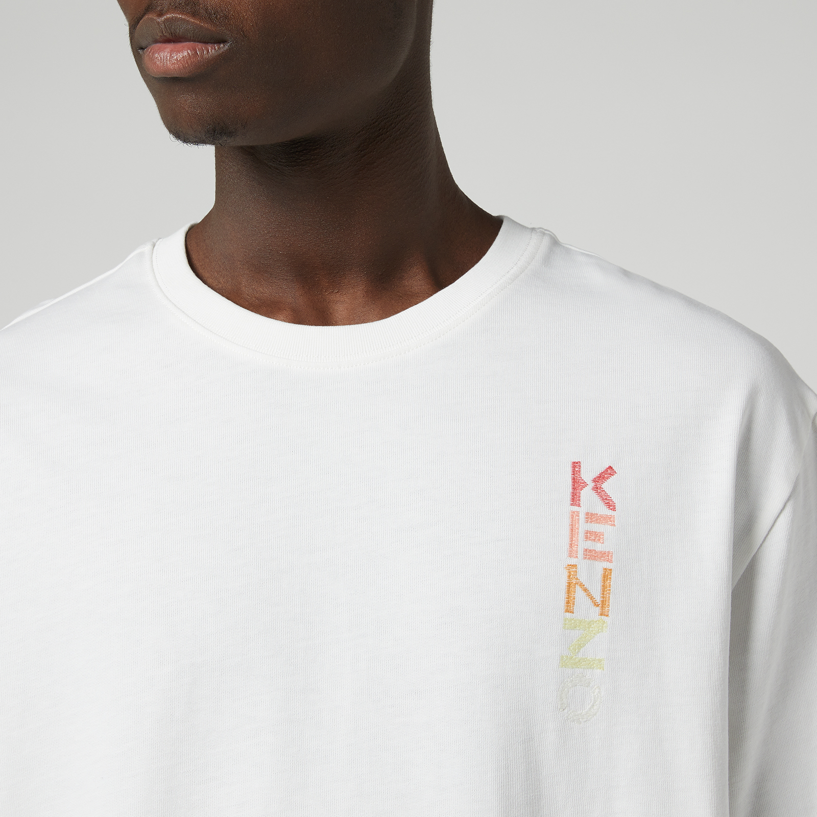 Tシャツ・カットソー KENZO Men Long Tops FF55PU7083CB 02 WHITE KENZO Happy Tiger' embroidered T-shirt in cotton | Men's | KENZO