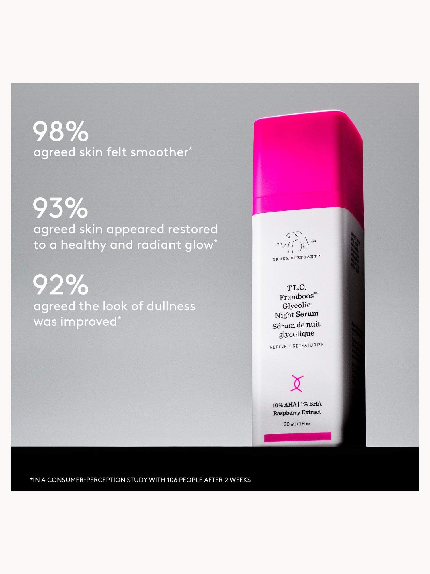 Drunk Elephant T.L.C. Framboos Night Serum 30ml | LOOKFANTASTIC