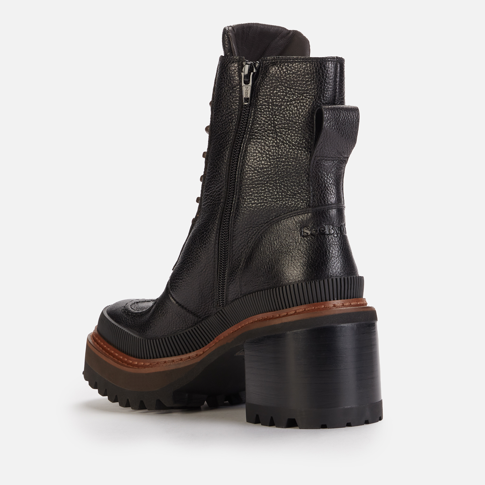 【See by Chloé】Mahalia Leather shoes 37 See By Chloé Mahalia Textured-leather Ankle Boots In Black