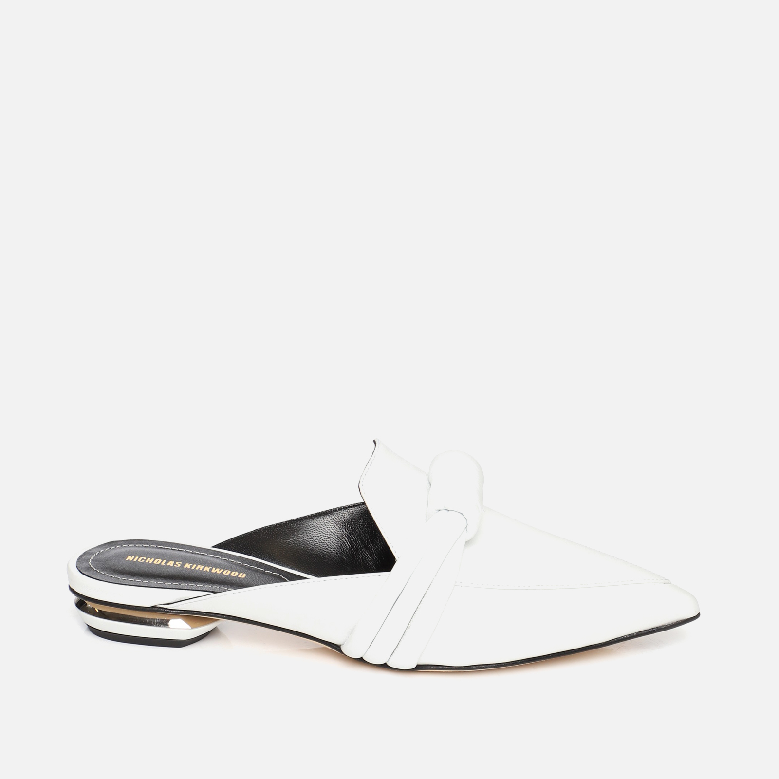 NICHOLAS KIRKWOOD White Leather Pearl Detail Mules/Shoes Size UK 6/EU 39