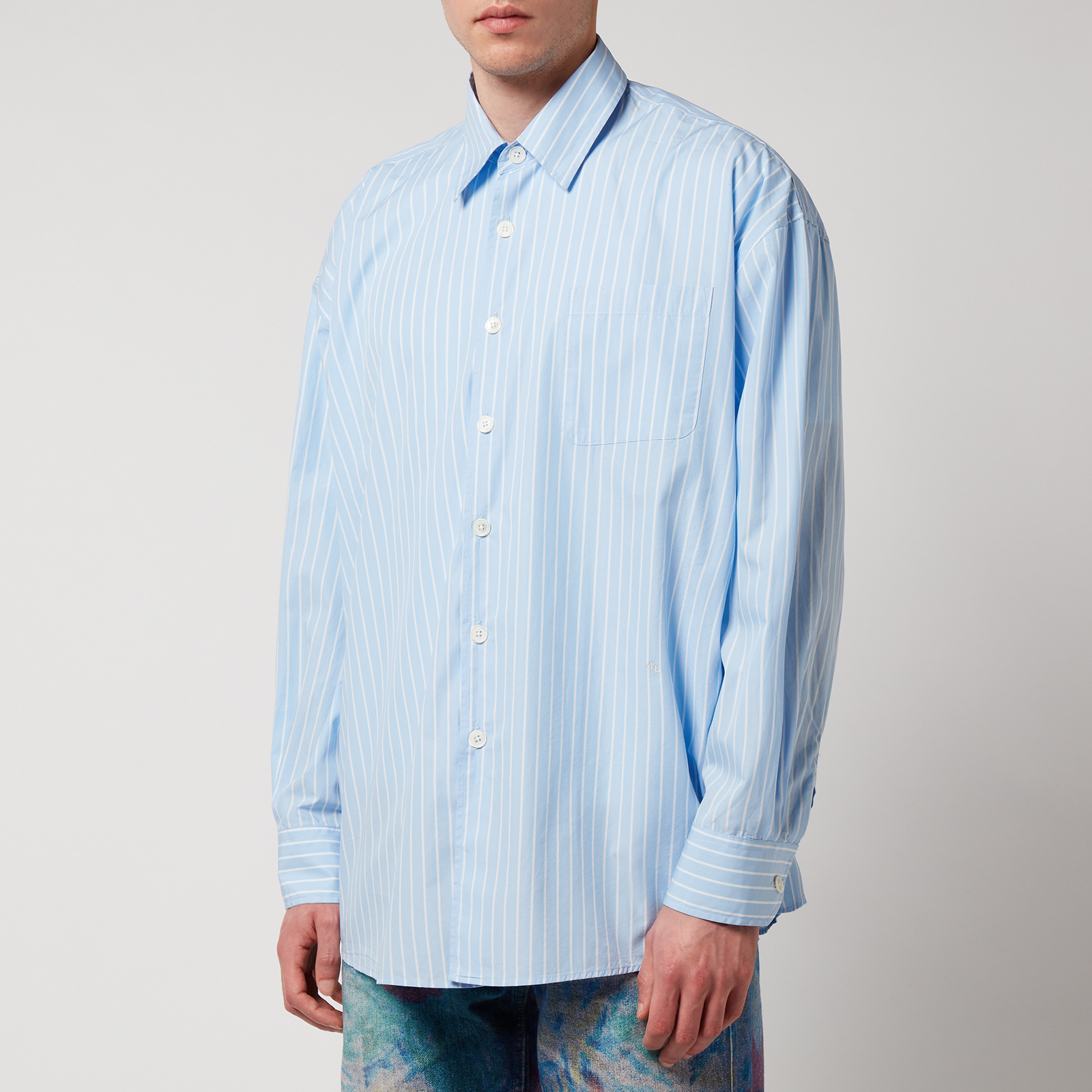 Our Legacy Men's Borrowed Shirt - Blue/Rose Olden Stripe | Coggles