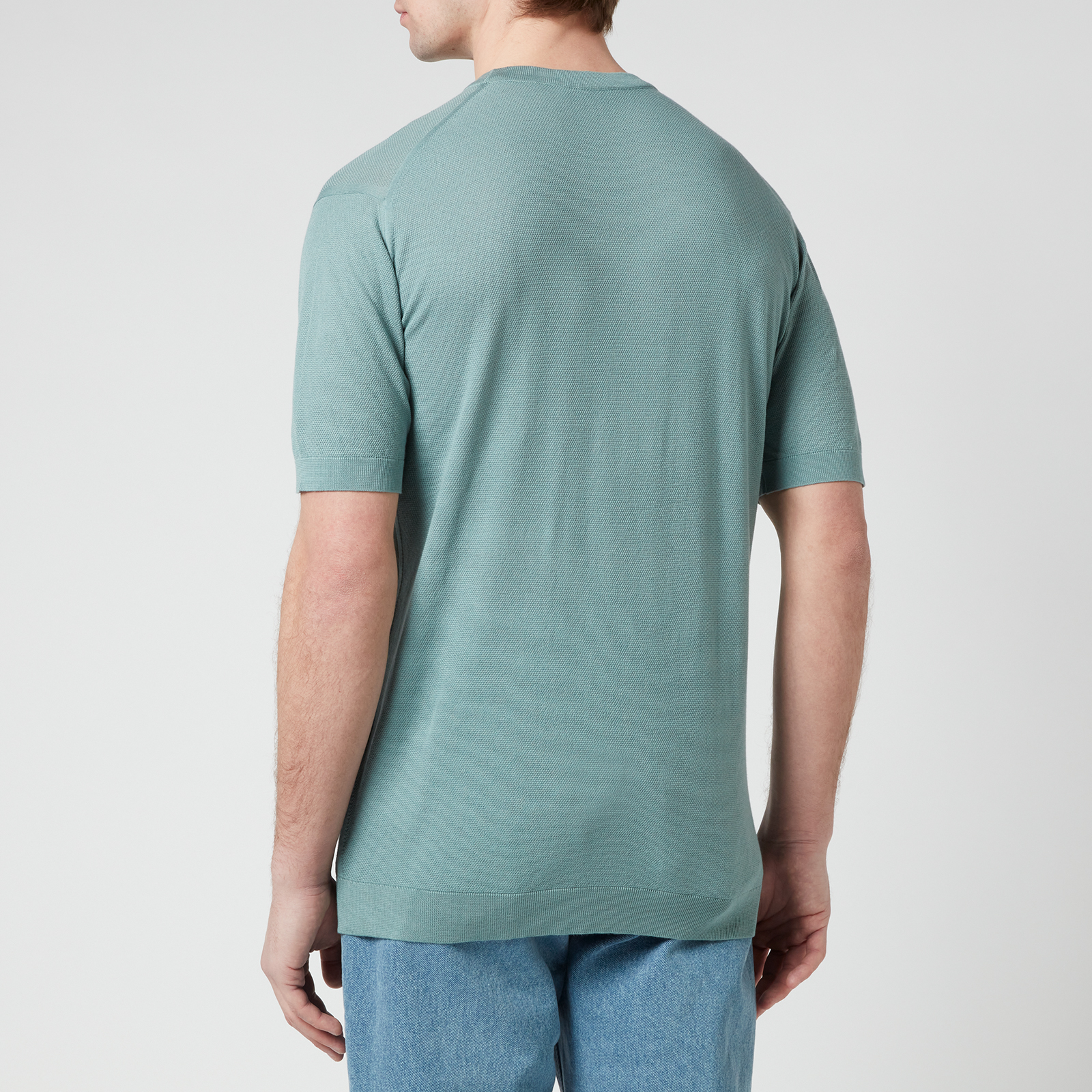 John Smedley Men's Park Pique T-Shirt - Haze Blue - S | Coggles