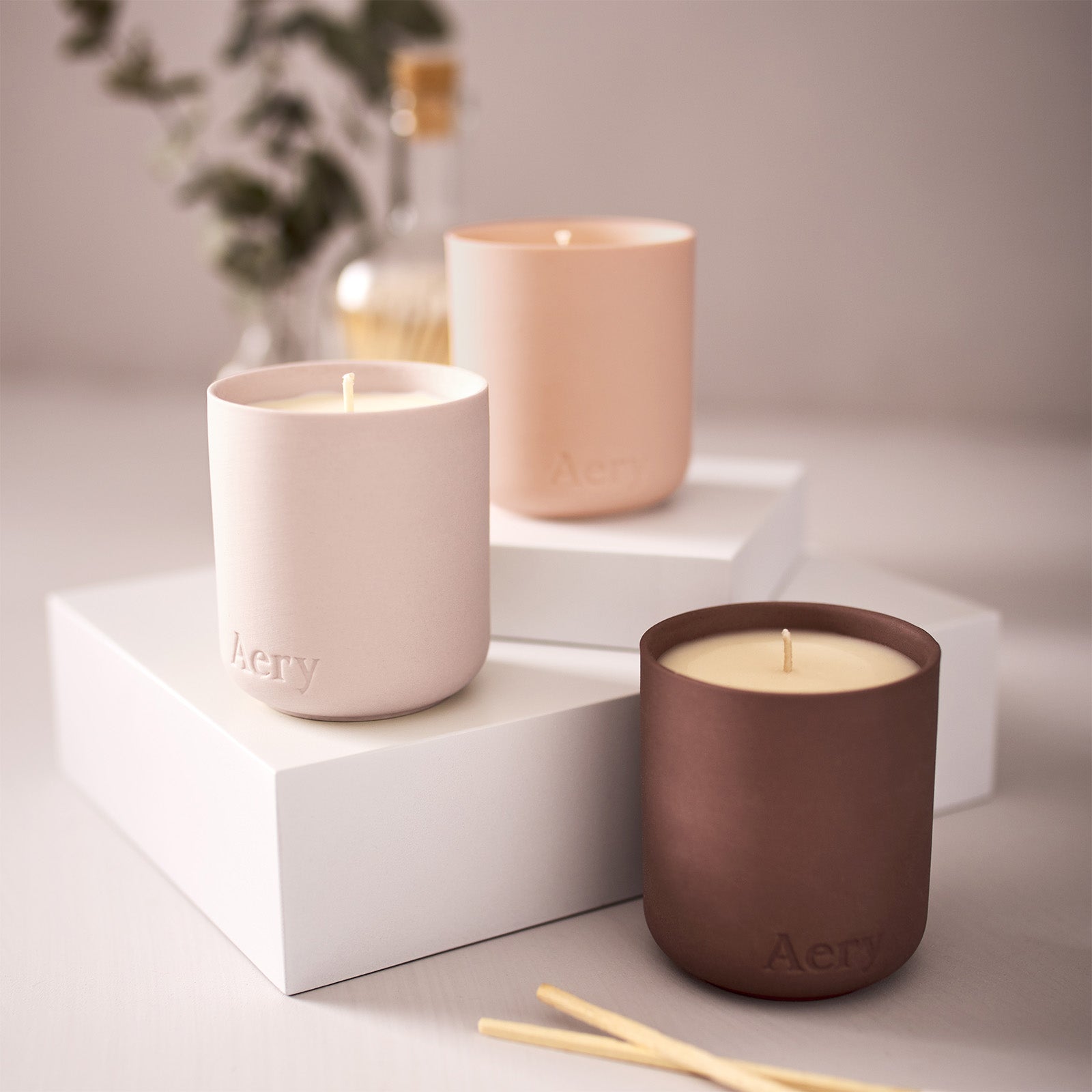 Set Regalo 3 Candele Profumate Aery Ltd - Aromaterapia, Cera Di Soia, 80g Cadauna