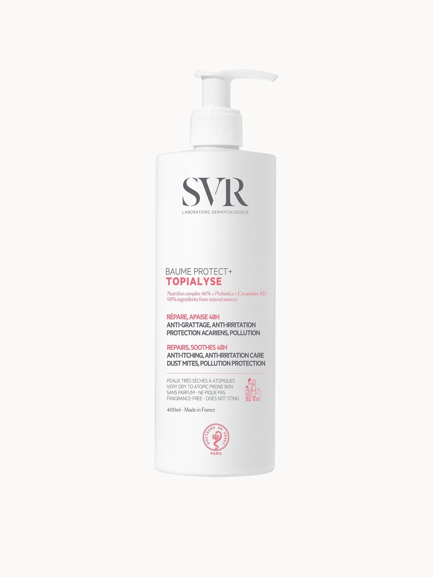 SVR TOPIALYSE Baume Protect+ Soothing 48hr Hydrating , Anti-itch Intensive Balm for Very Dry, Eczema-Prone Skin, All Ages 400ml