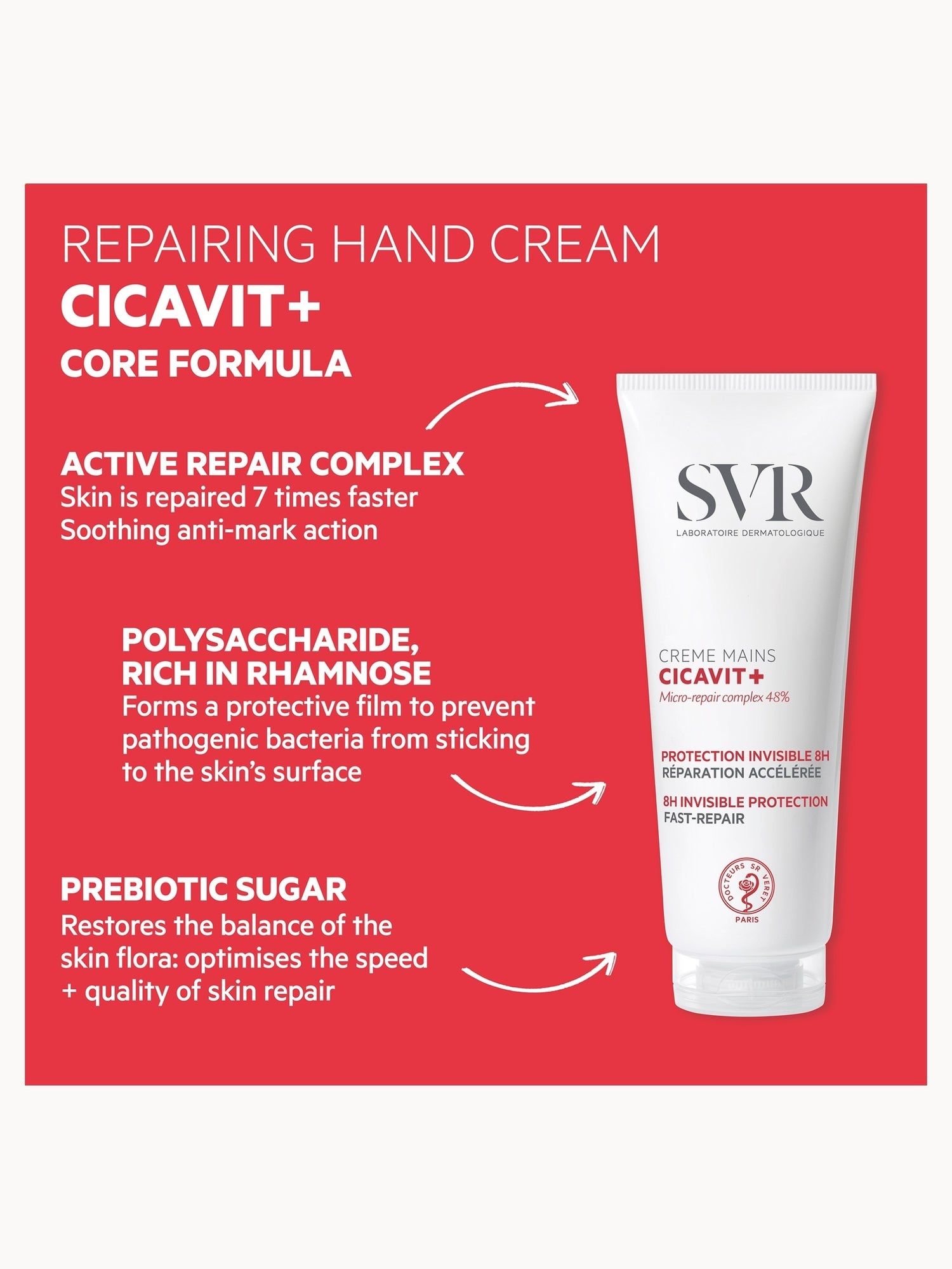 SVR CICAVIT+ 8Hr Repairing Protective Hand Cream for Extremely Dry