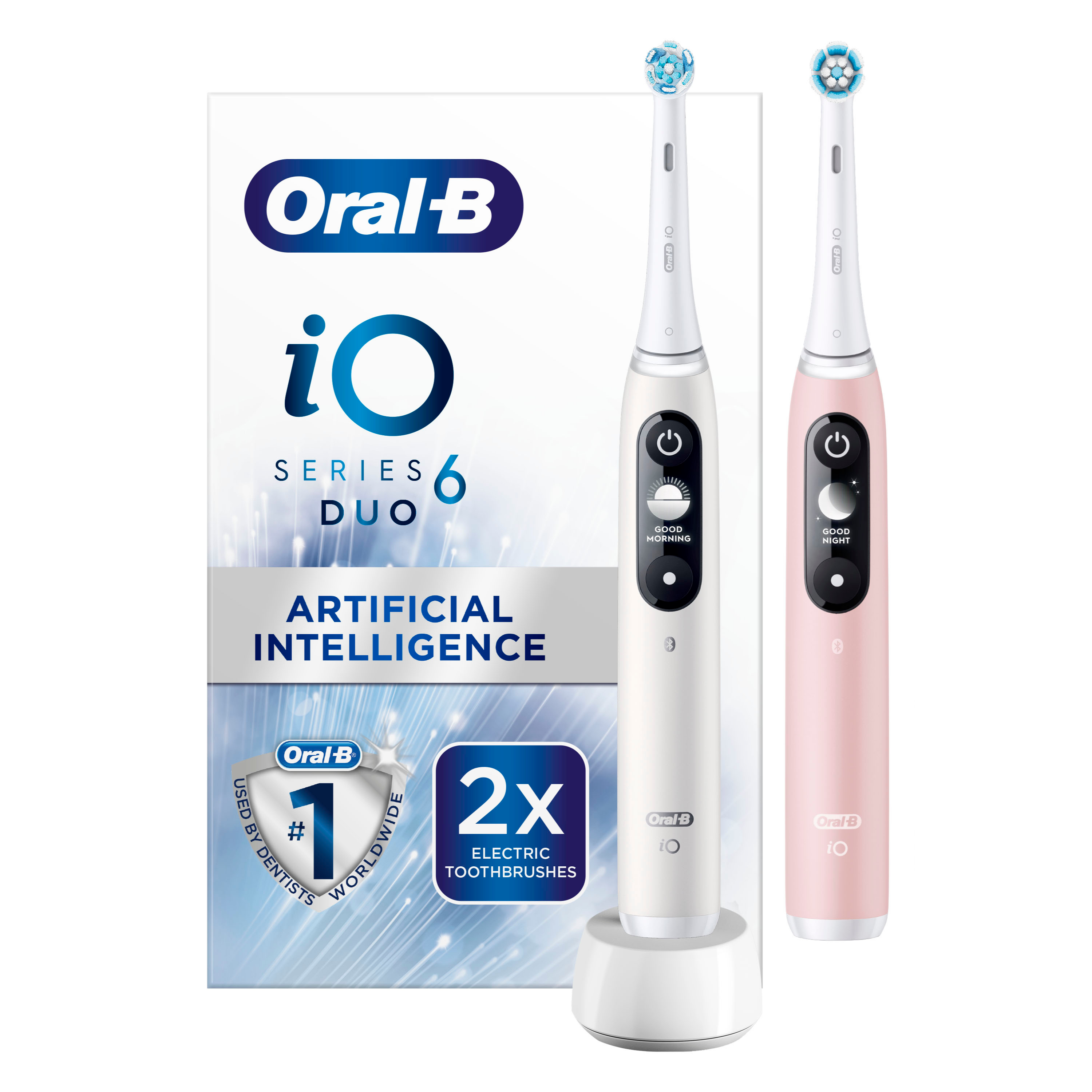 Oral B iO6 White Alabaster & Pink Sand Electric Toothbrush Duo