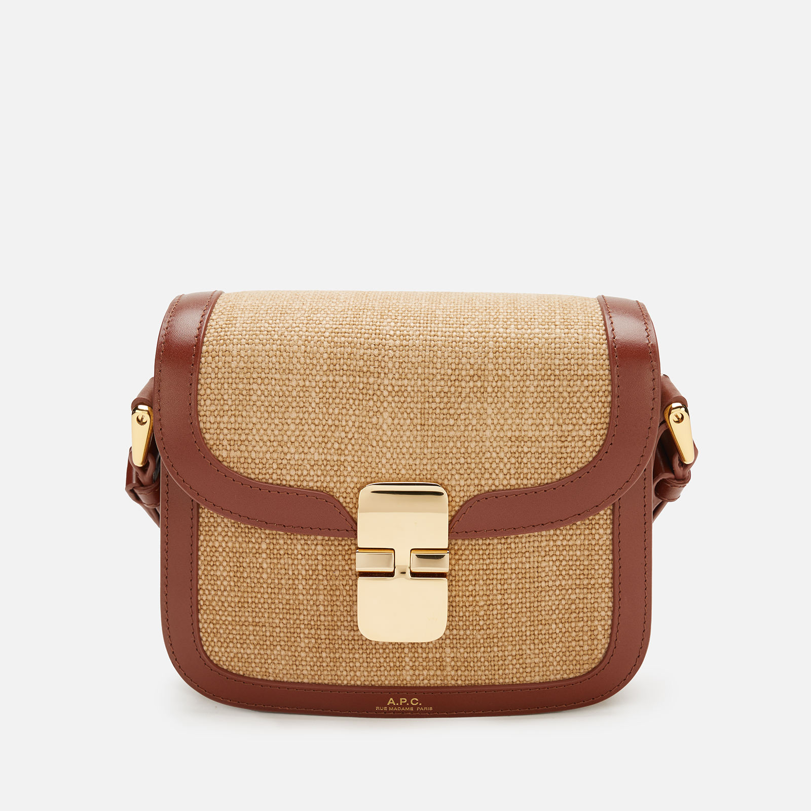 ★A.P.C.★ Mini Grace Crossbody Hazelnut PXBMWF61515CAD PXBM A.P.C. Women's Grace Mini Canvas Bag - Cad Hazelnut | Coggles