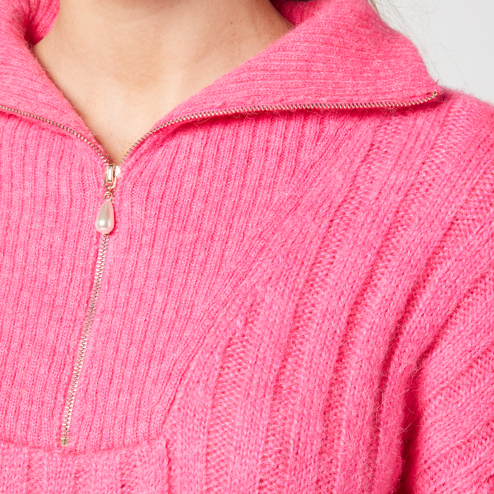 Kitri Women's Kai Pink Quarter Zip Jumper - Pink - XS | Coggles