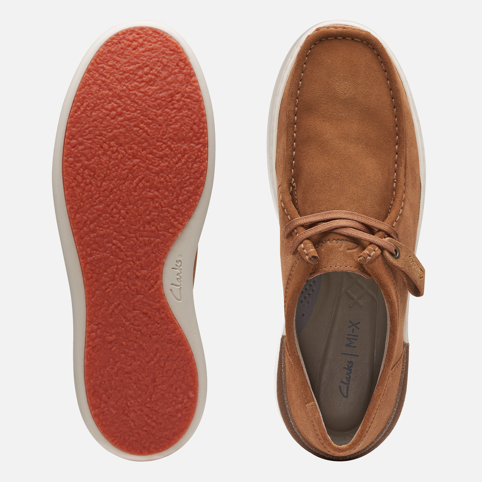 Clarks Men's Court Lite Wally Suede Shoes - Cognac - UK 7