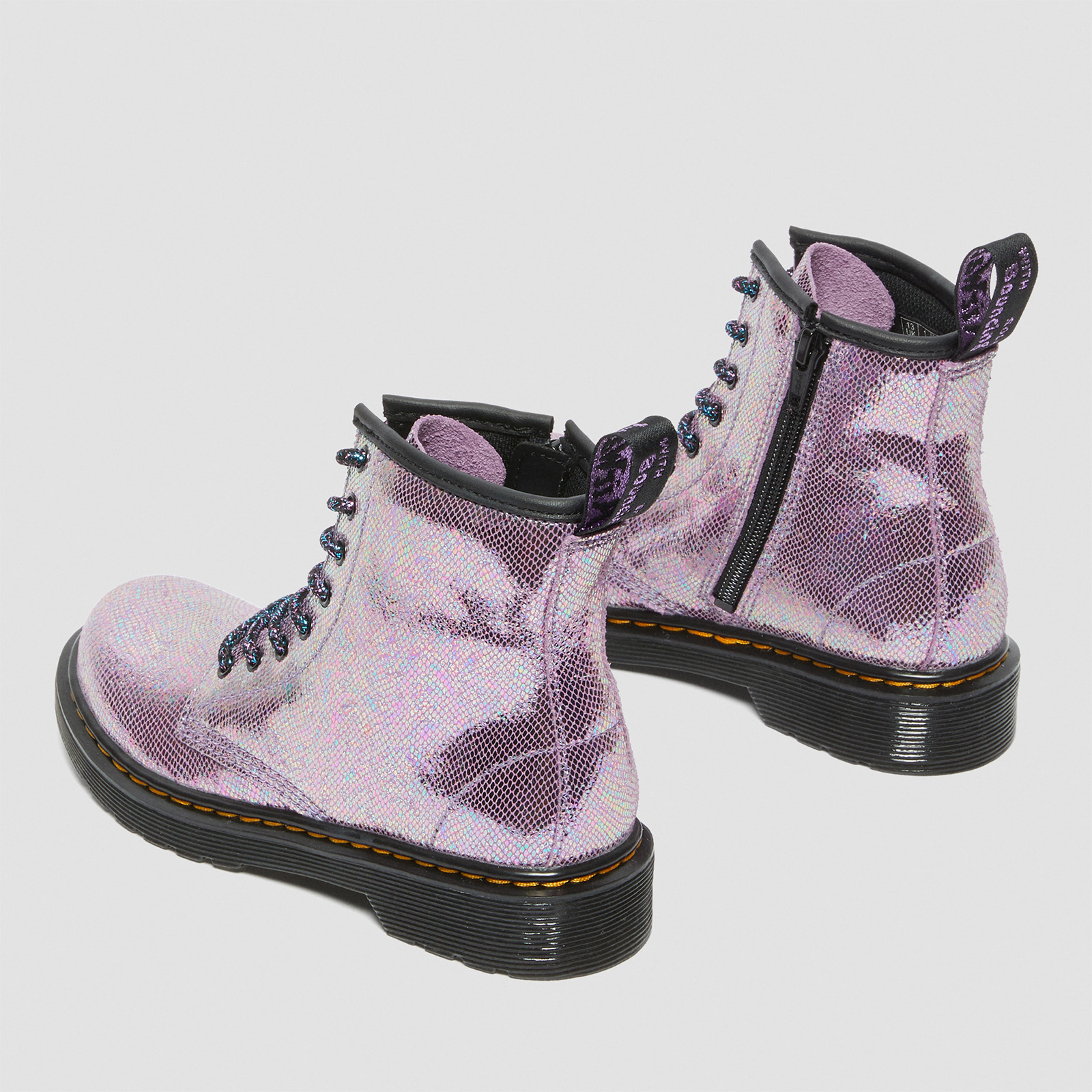 Dr. Martens 1460 Y Boots buy Purple Iridescent Snake Reptile Print Sparkly