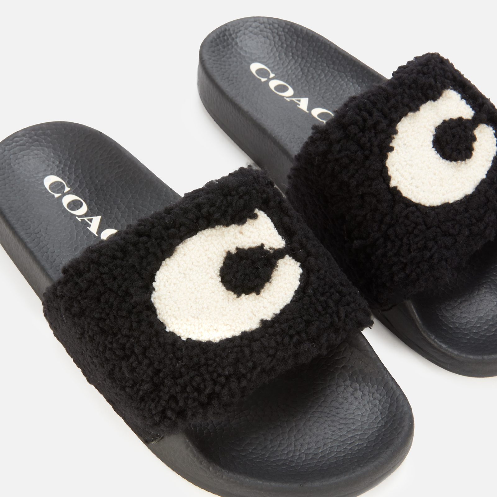 Coach Women s Ulla Shearling Slide Sandals Black Allsole