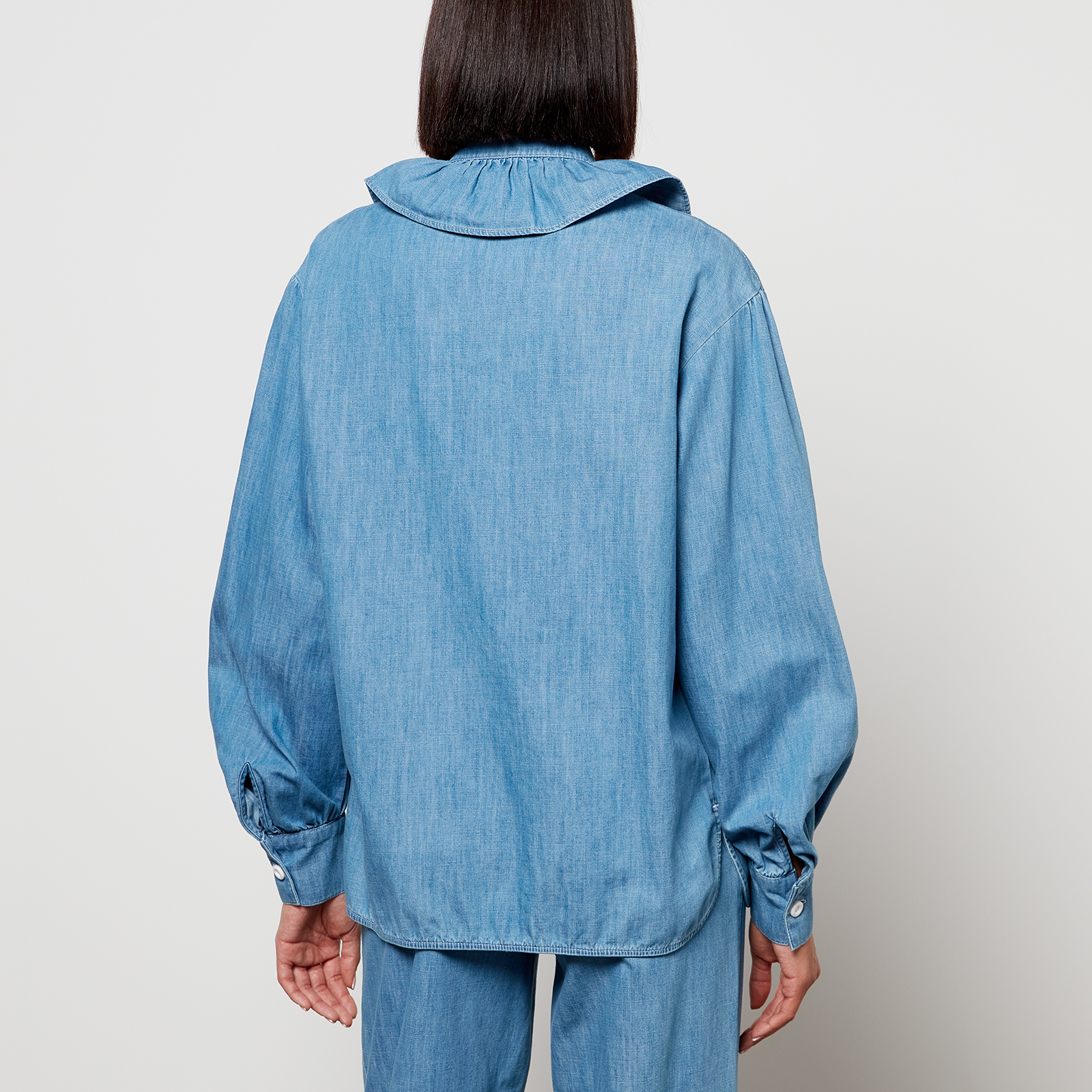 See By Chloe Women's Frill Collar Denim Shirt - Eternal Blue