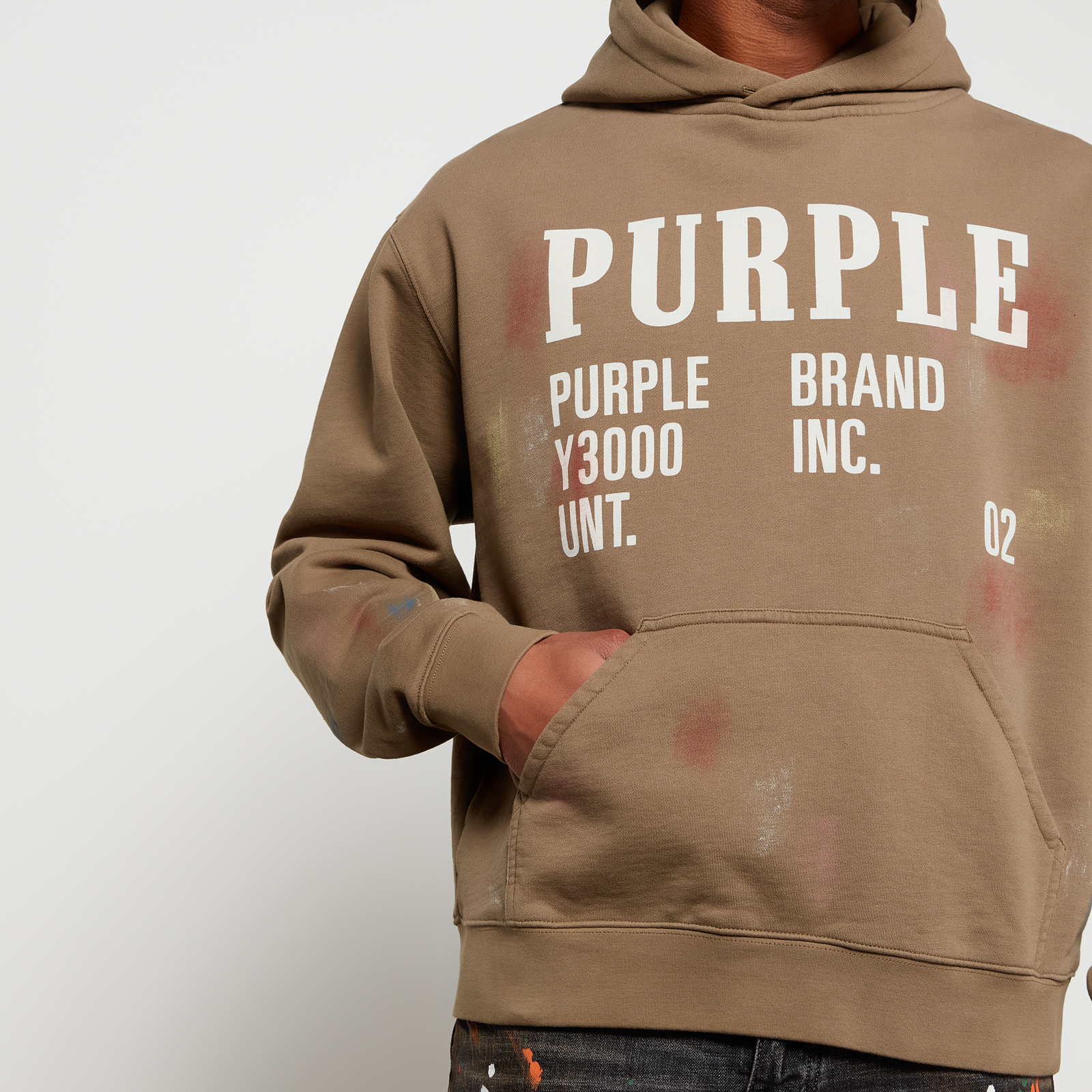 Men's PURPLE BRAND HOODIE — Brown Painted - Depop