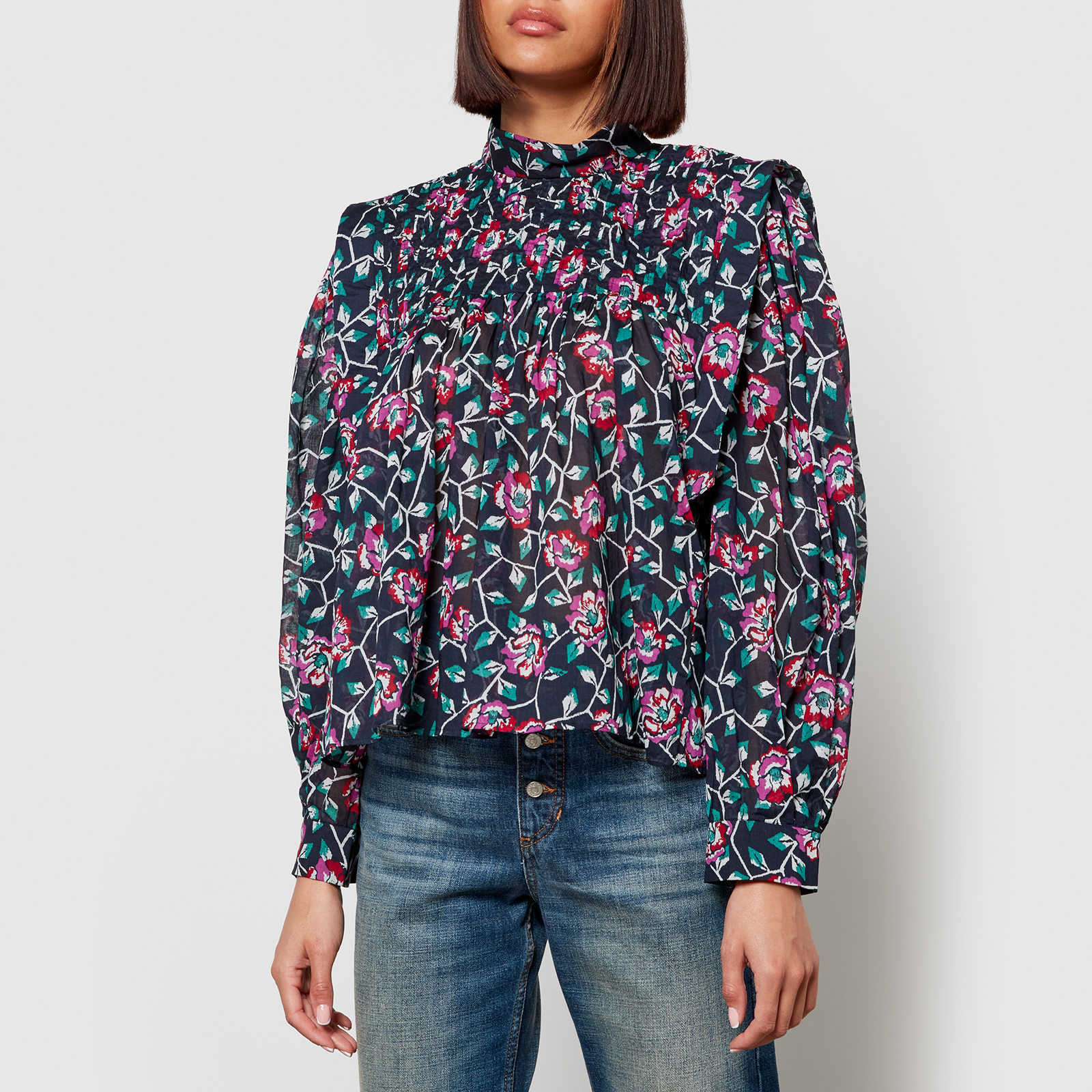 Marant Etoile Vega floral pintucked cotton blouse Isabel