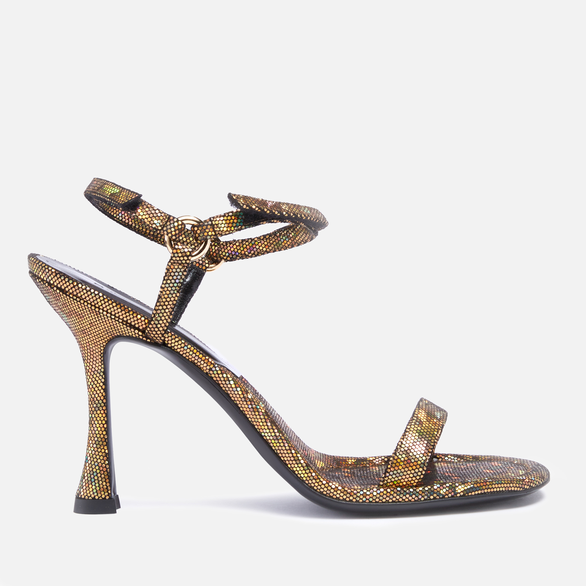 BY FAR Women s Mia Hologram Heeled Sandals Disco Bronze Coggles