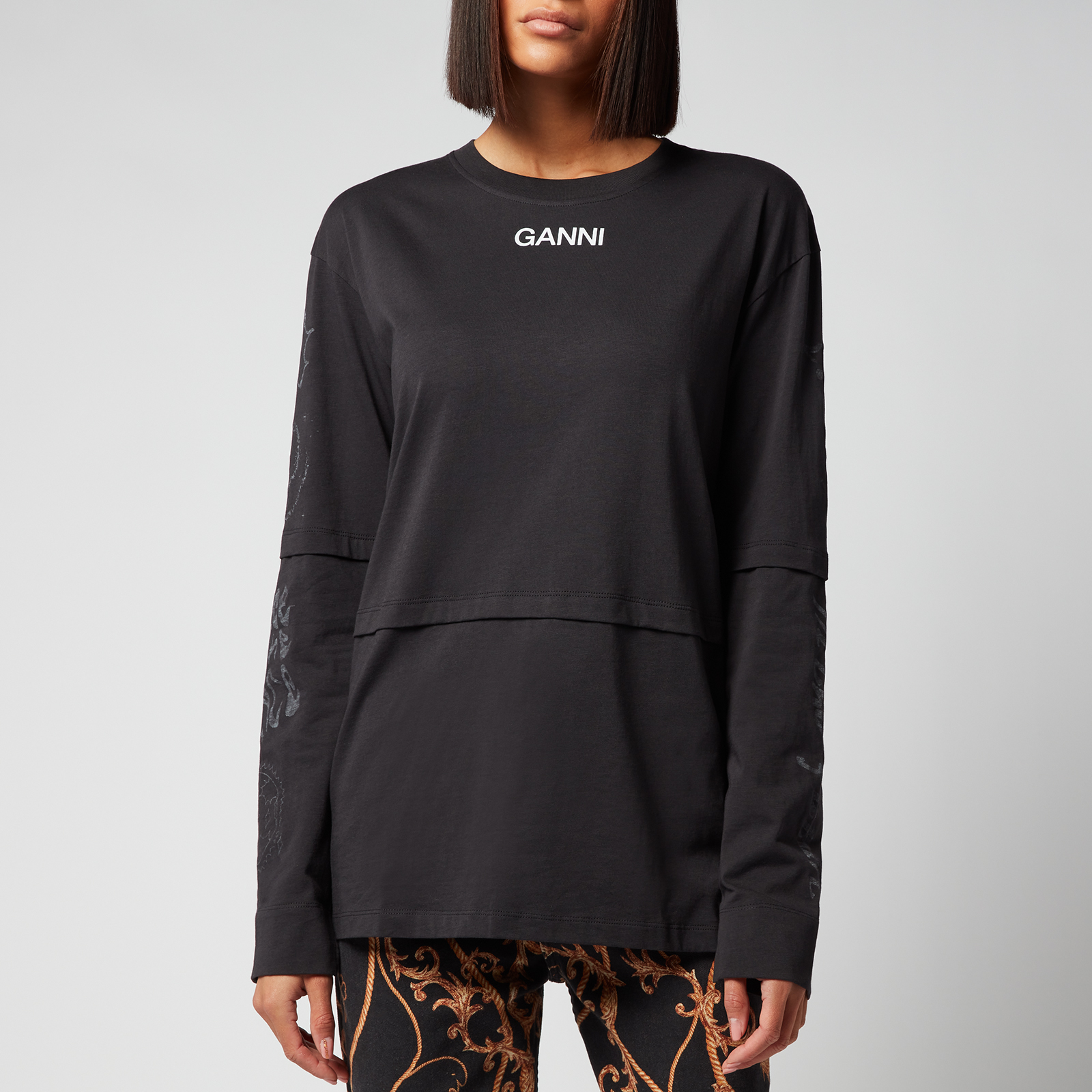 GANNI Tシャツ XS GANNI Graphic Print T-Shirt in Black | LN-CC
